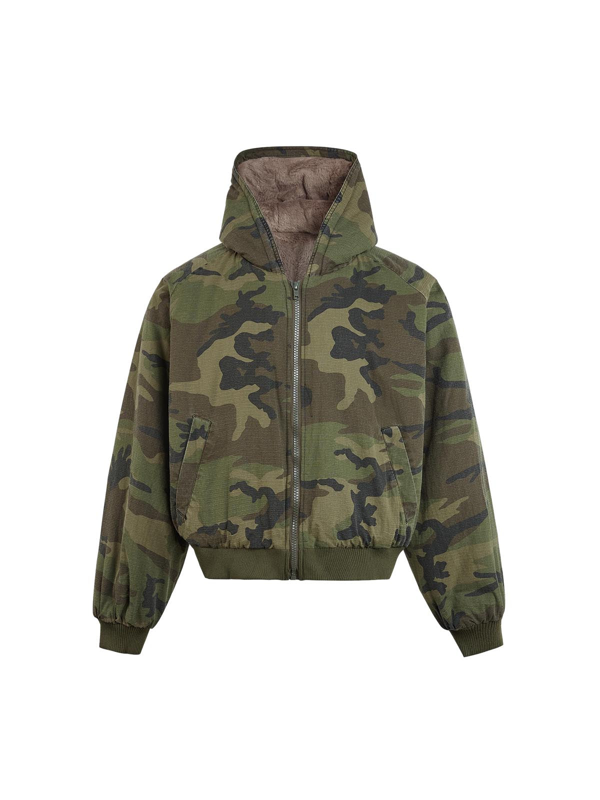 Camouflage Fur Hooded Jacket Thesupermade