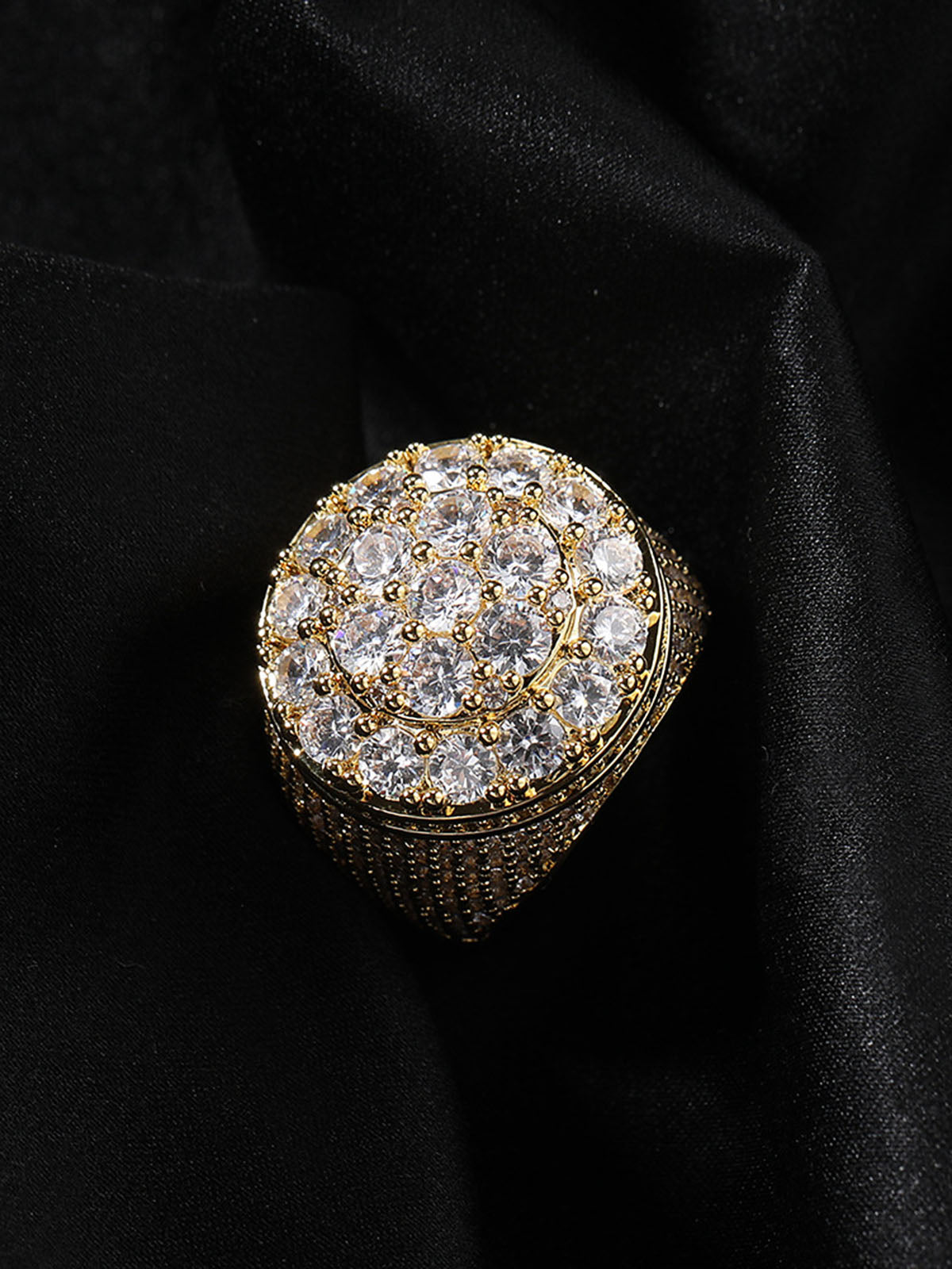 Floral Hotfix Rhinestone Copper Ring