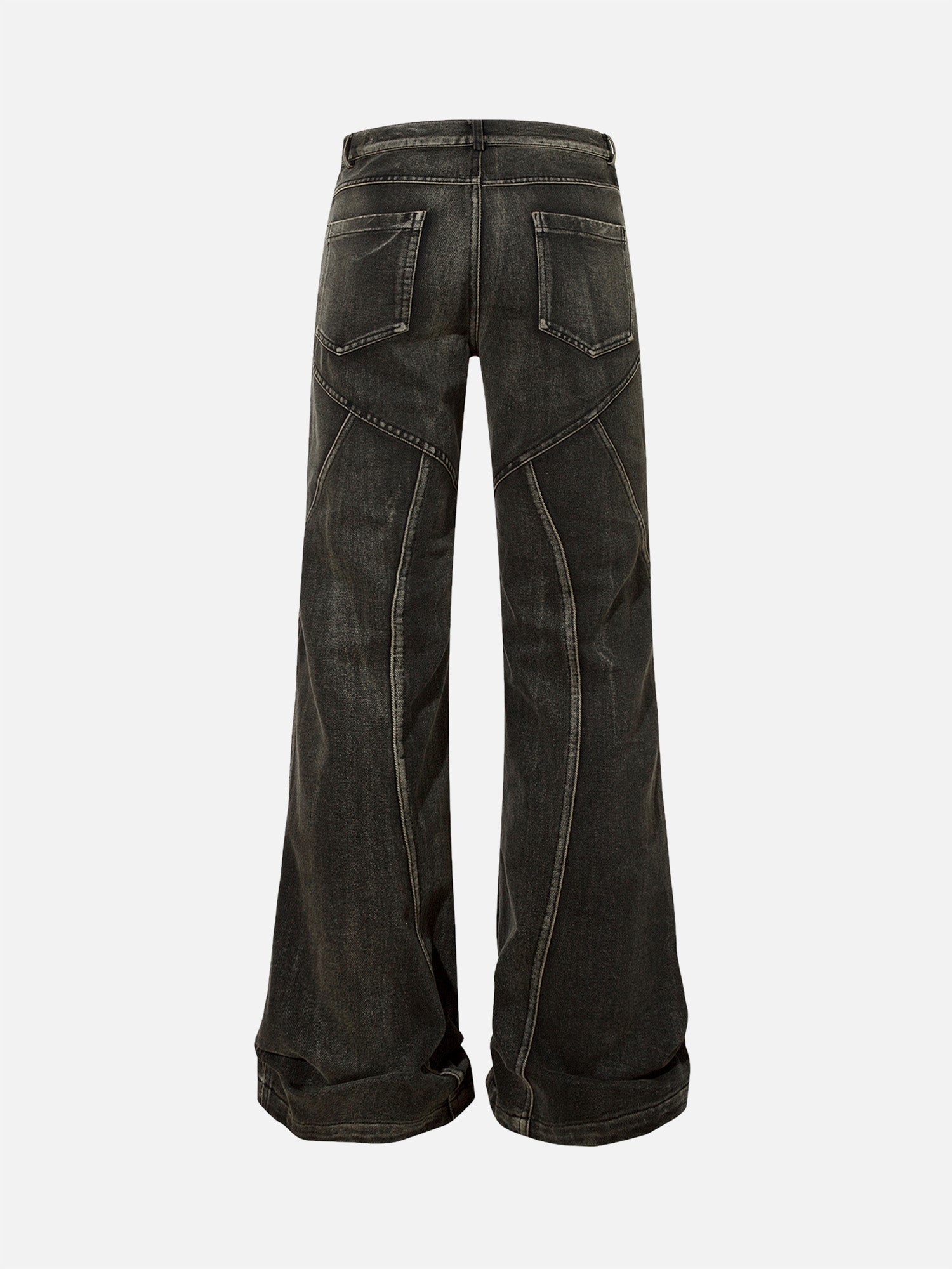 Thesupermade Washed VIBE Style Split Design Loose Horn Hip-Hop Jeans