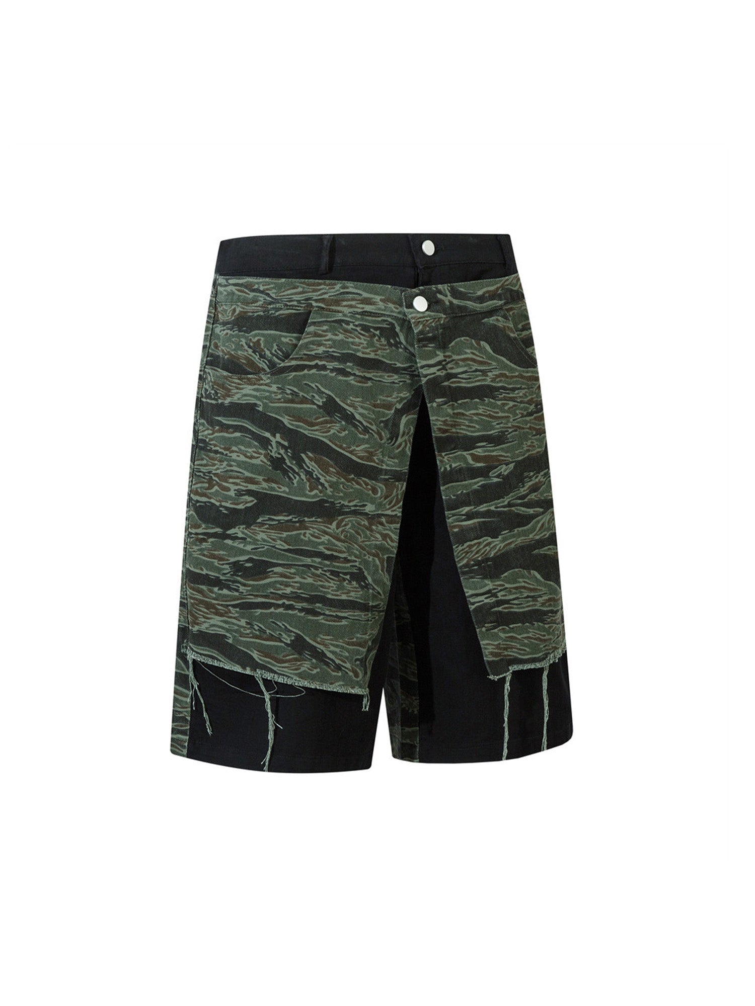 Thesupermade High Street Patchwork Camouflage Contrast Denim Jorts