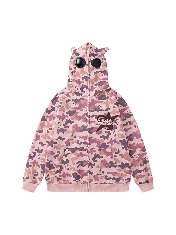 Thesupermade Camouflage Sunglasses Full Zip Hoodie