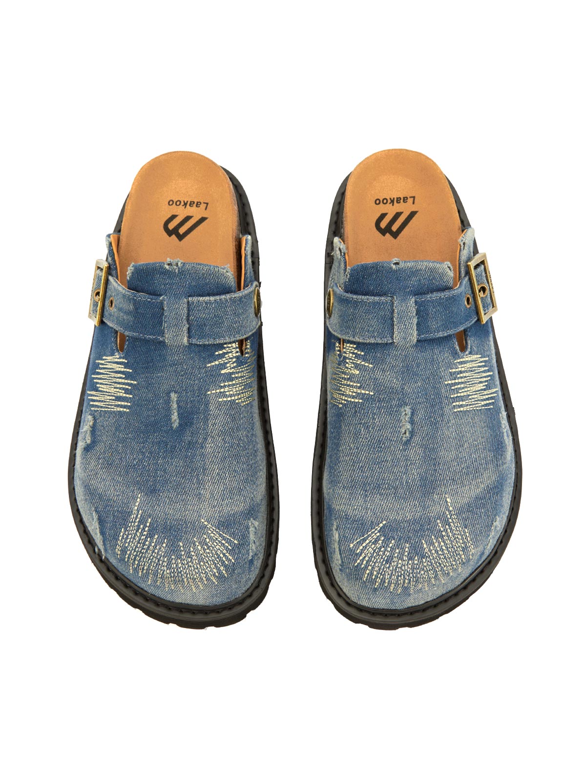 Thesupermade Vintage Denim Embroidered Birkenstocks