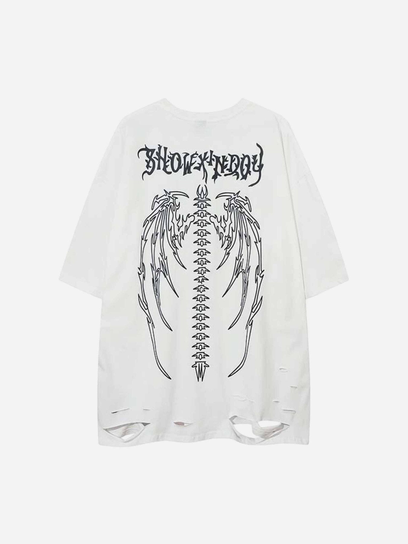 Thesupermade Skeleton Wings Print Raglan T-Shirt