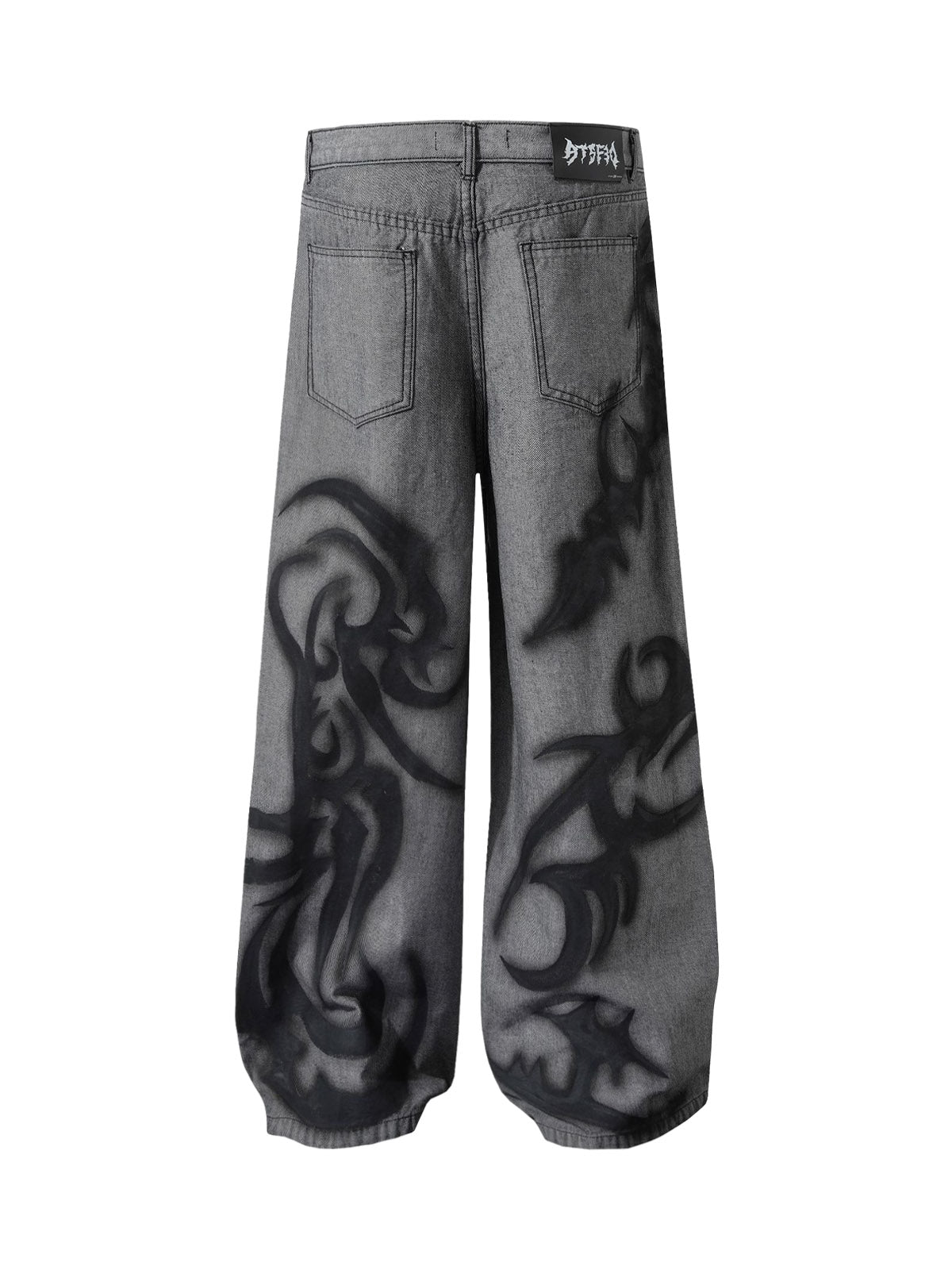 Tribal Tattoo Print Baggy Jeans