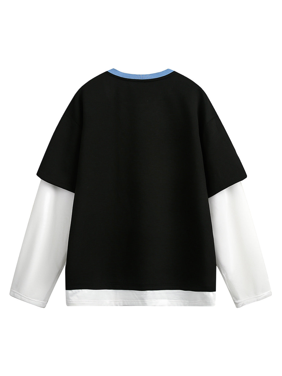 Faux Two-Piece Jersey Print Long Sleeve T-shirt