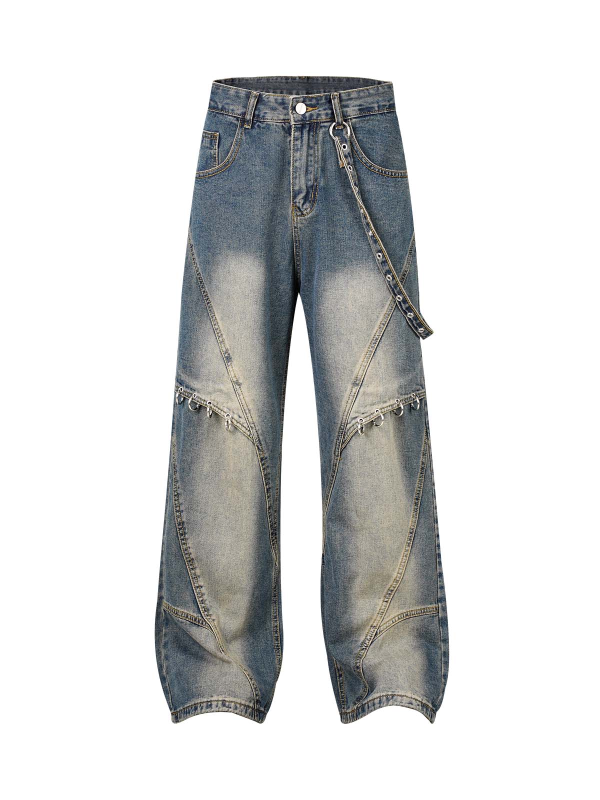 Thesupermade Washed Distressed Baggy Jeans