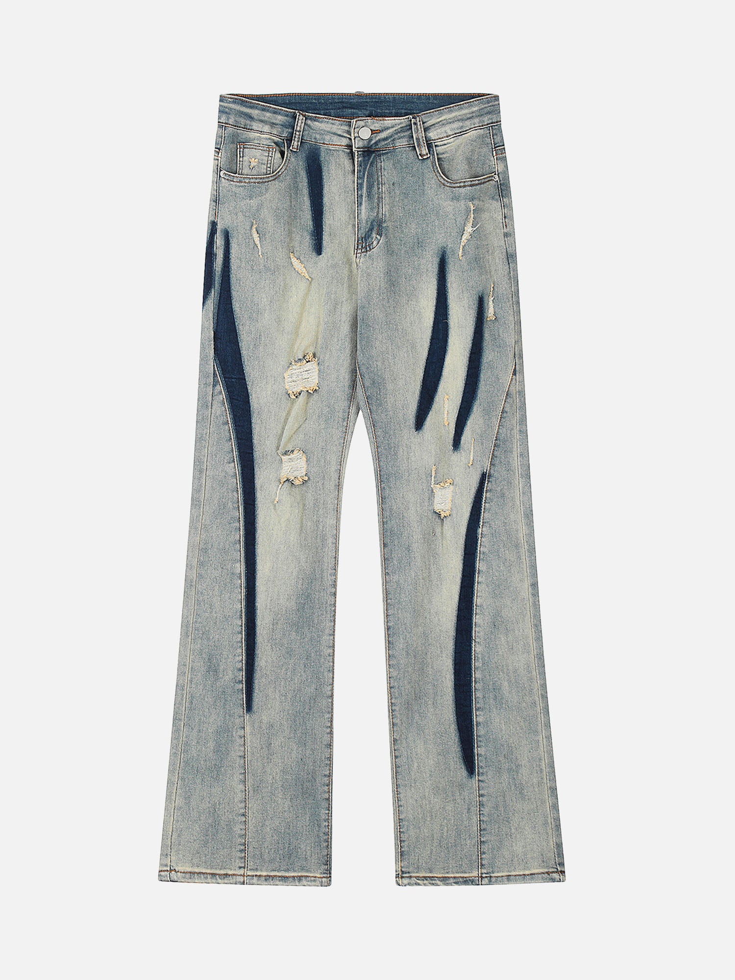 Thesupermade Vintage Washed Split Structure Hip-Hop Jeans