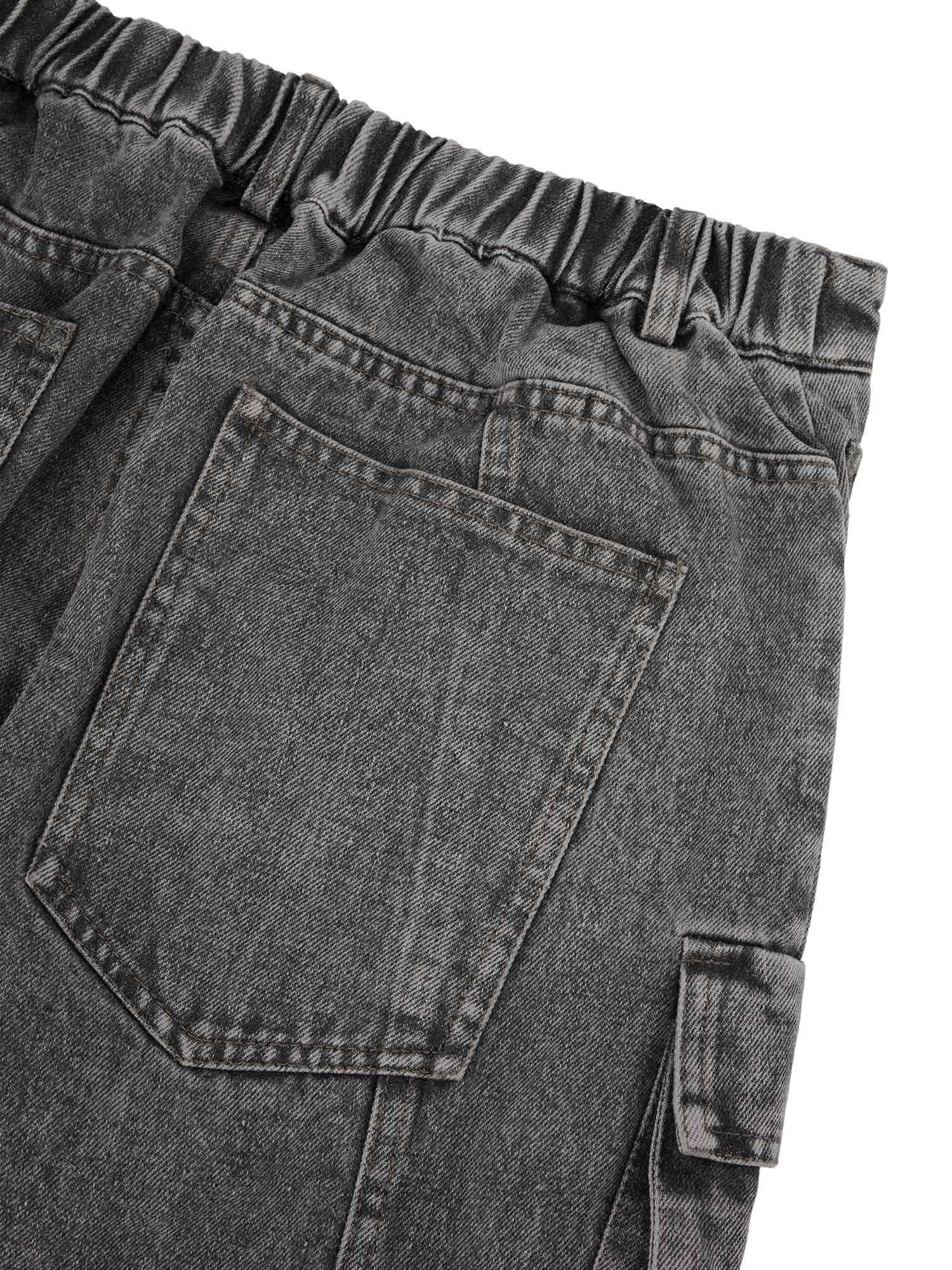 Thesupermade Street Stitching Multi-Pocket Workwear Washed Jeans