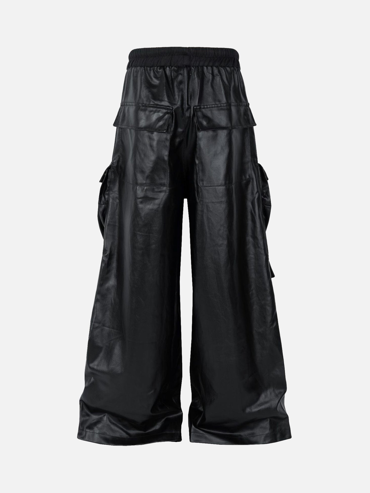 Thesupermade American Street Workwear Imitation Leather Layered Three-dimensional Pocket Wide-leg Flared Pants - 2094