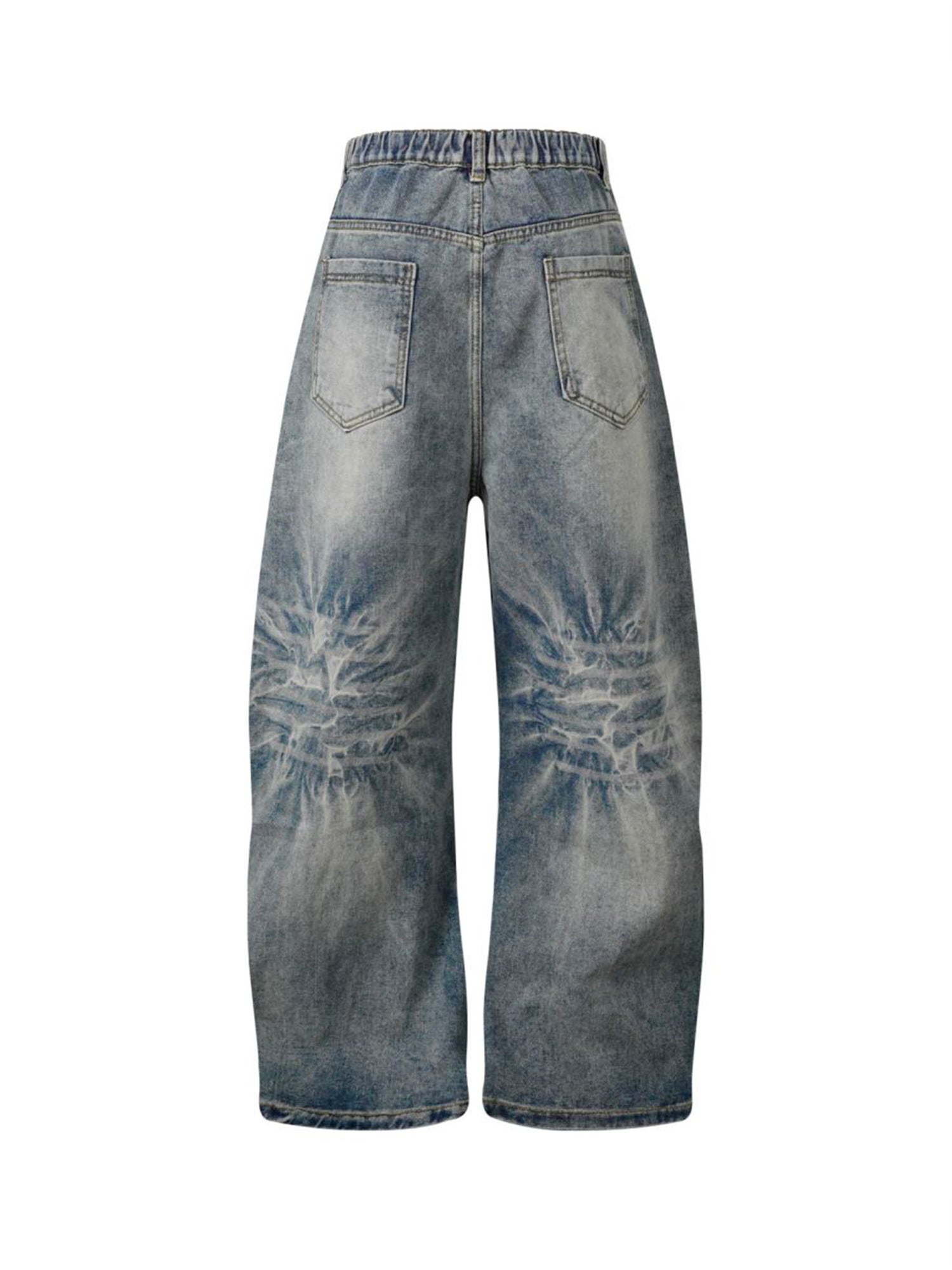 Washed Distressed Deconstructed Split Barrel Jeans