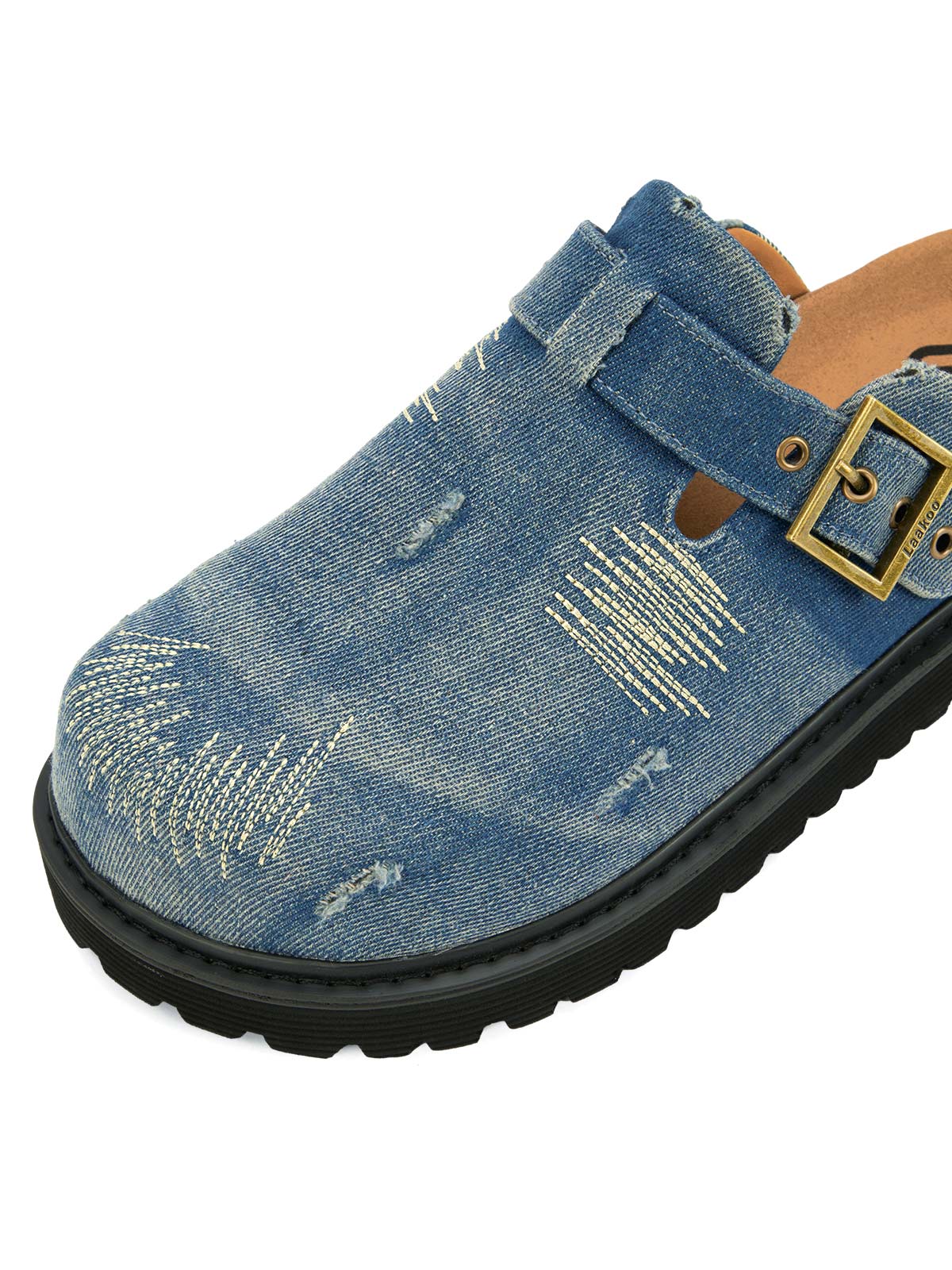 Thesupermade Vintage Denim Embroidered Birkenstocks