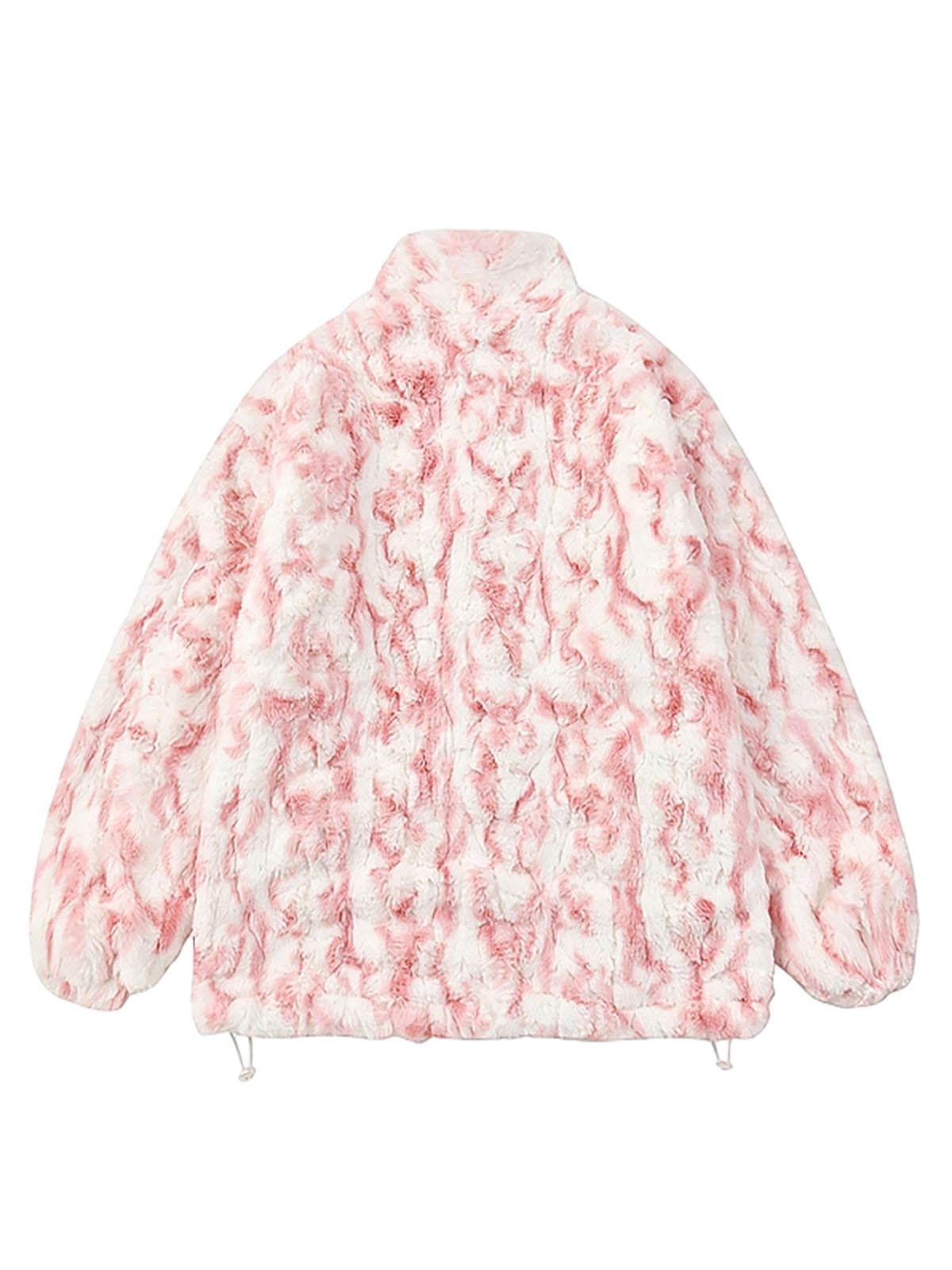 Tie-Dye Stand Collar Sherpa Jacket