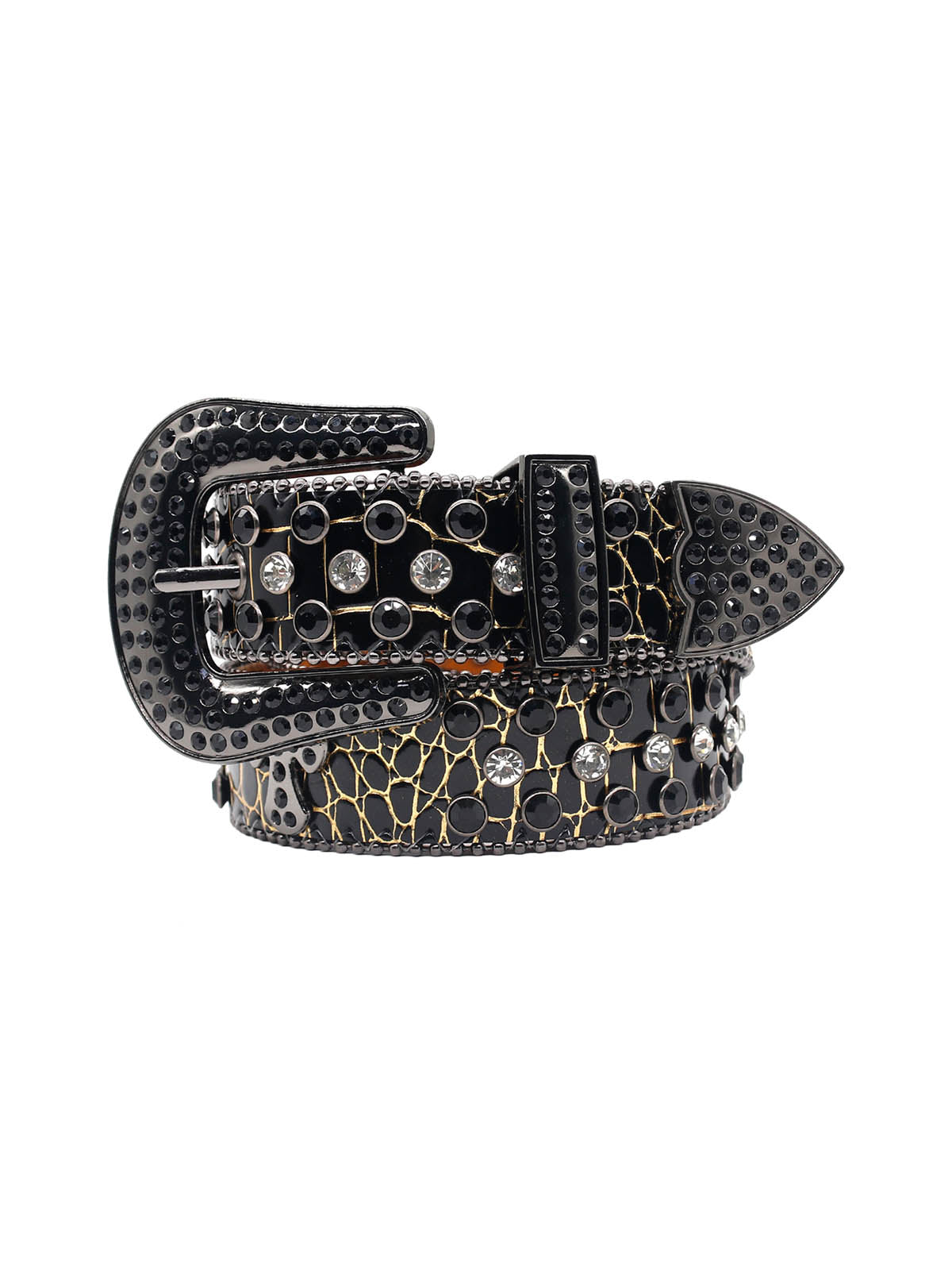 Punk Style Leather Hotflix  Rhinestone Belt