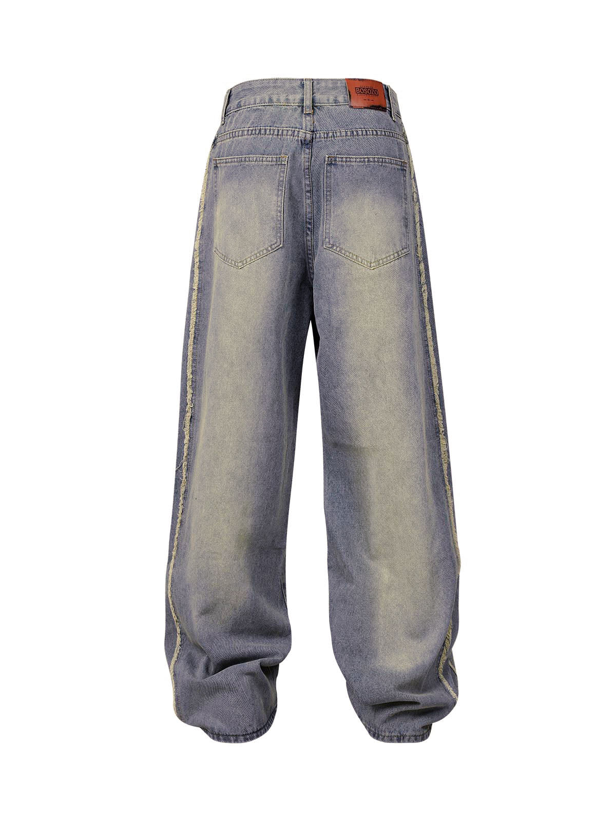 Thesupermade Washed Distressed Raw Edge Baggy Jeans - 2271