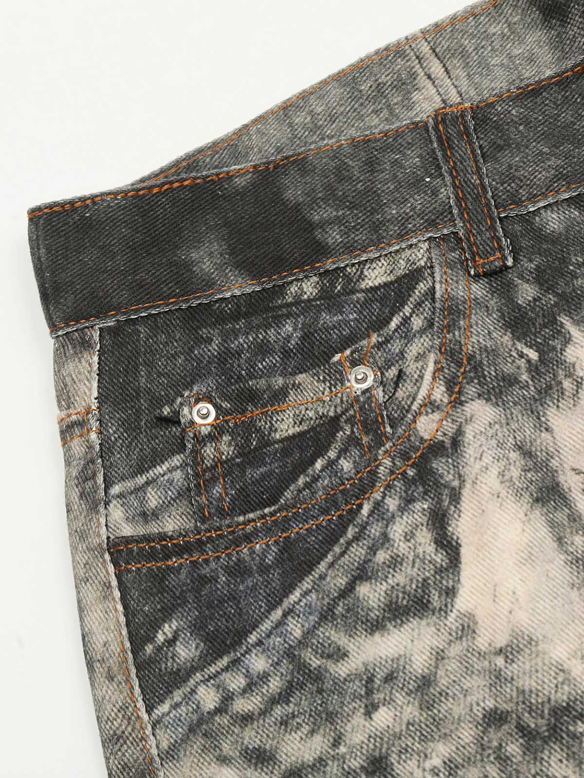 Thesupermade Tie-dye Camouflage Straight Jeans