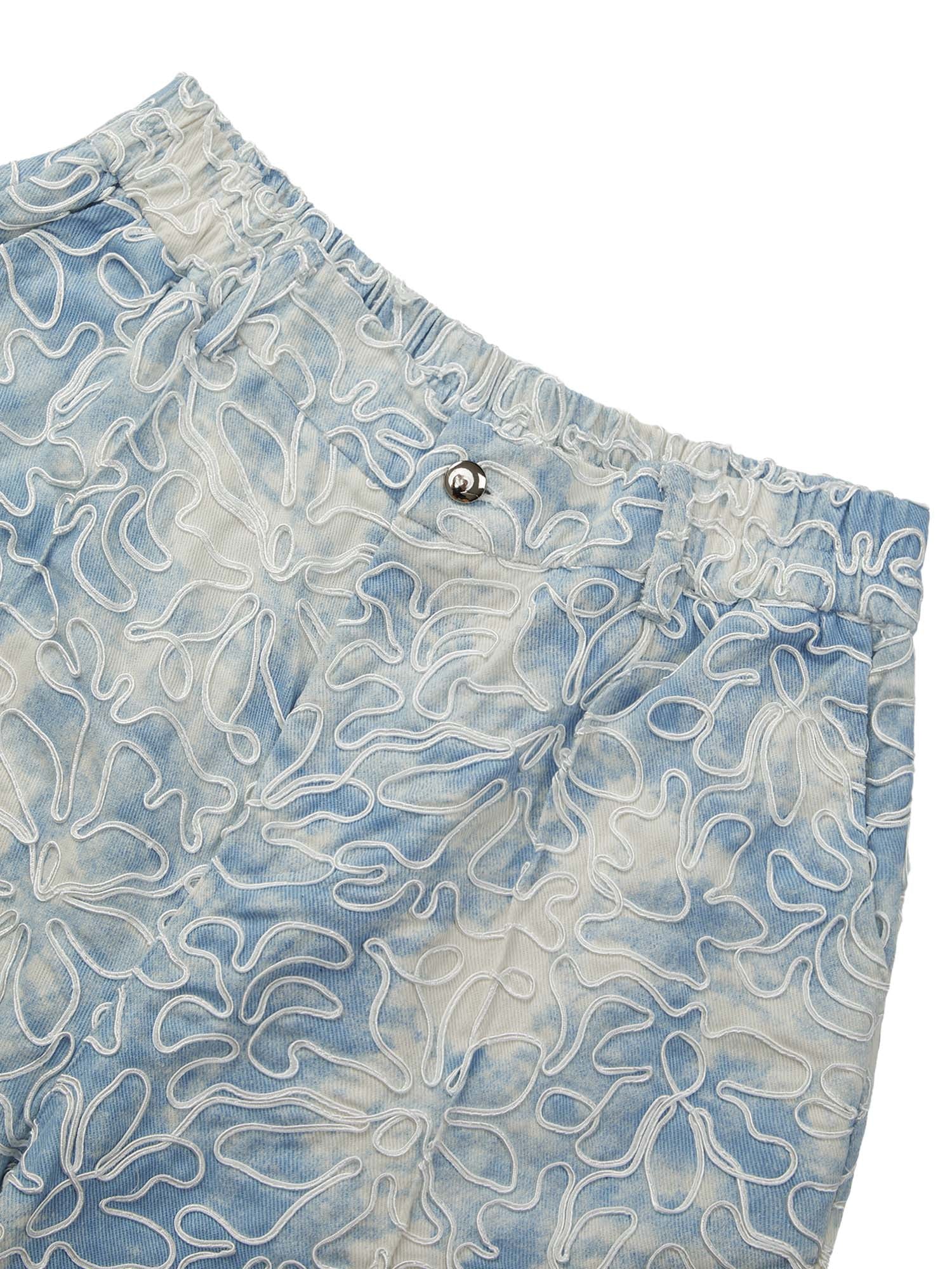 Thesupermade Ink Tie-dye Embroidered Floral Hip-Hop Shorts