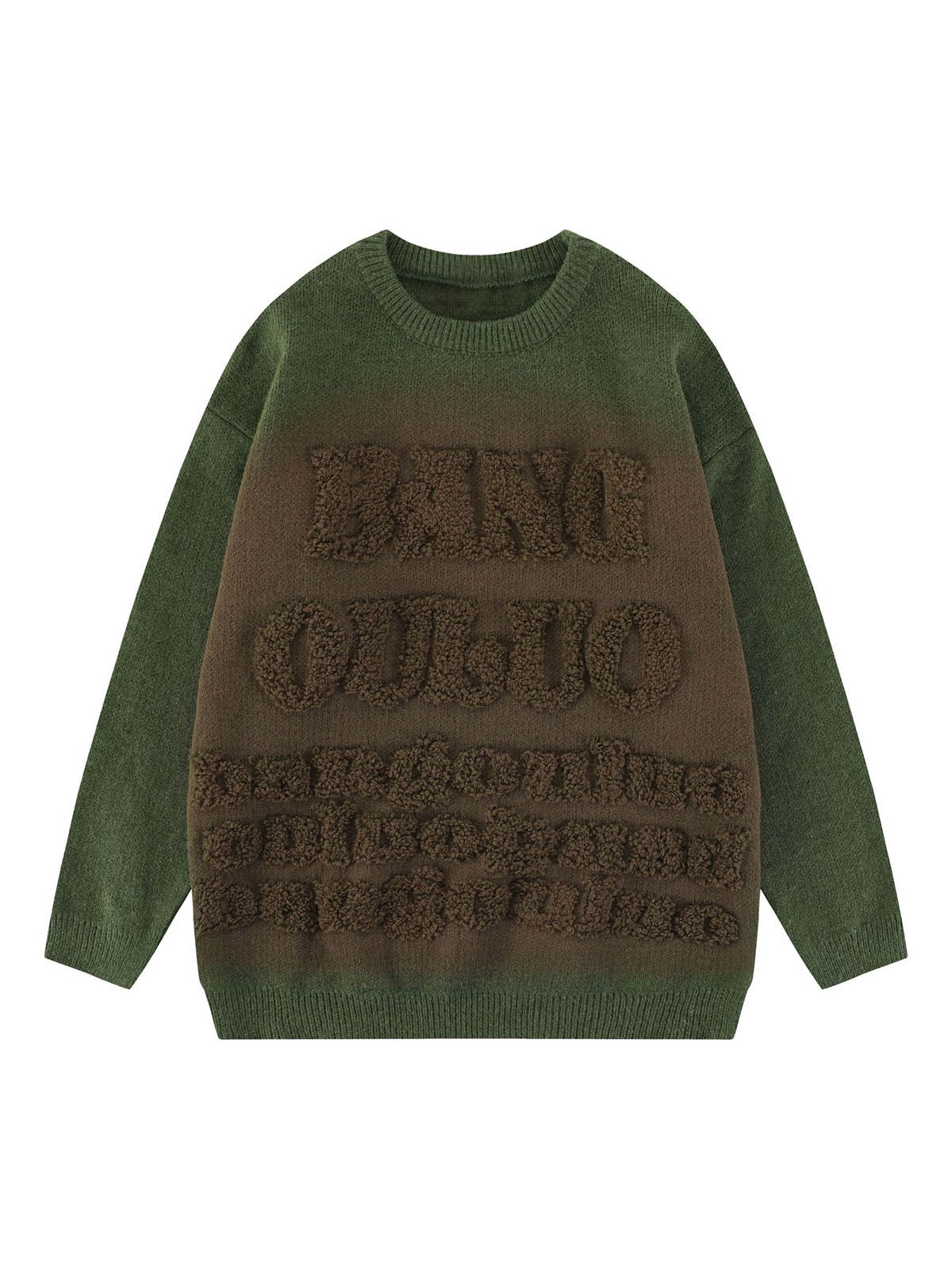 Thesupermade Retro Letters Jacquard Crew Neck Sweater