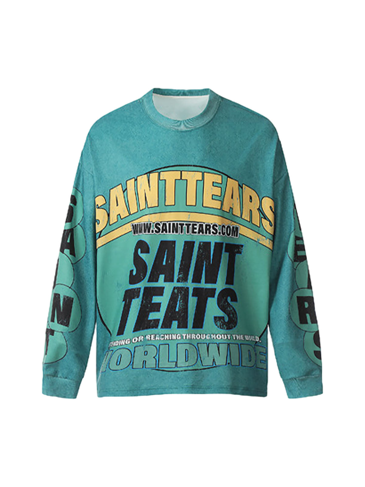 Washed Lettering Print Long Sleeve T-shirt