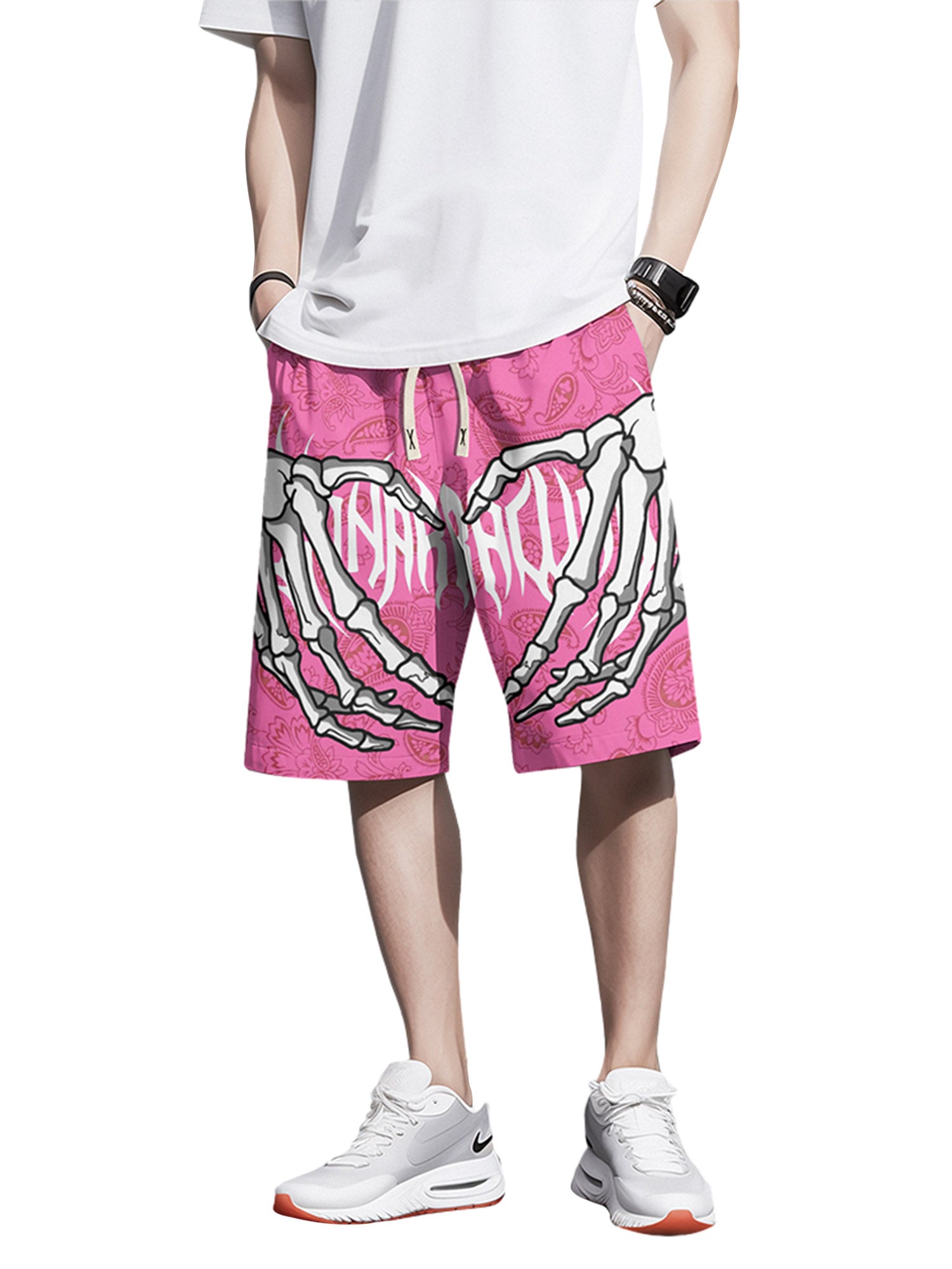 Thesupermade Skull Hand Print Hip-hop Shorts