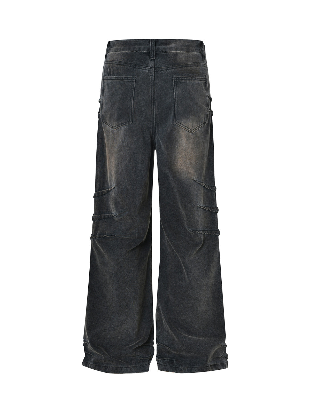 Washed Pleated Straight Jeans - 2263