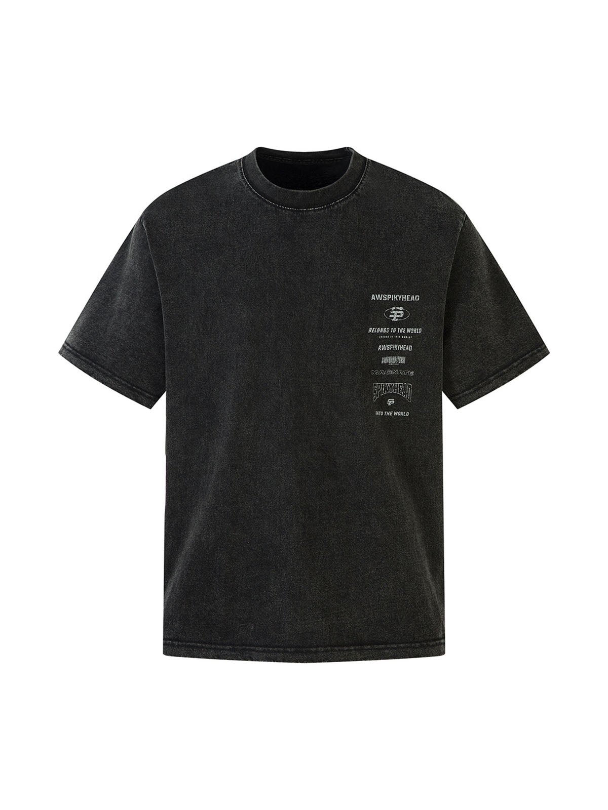 Heavy Washed Distressed Letter Printed T-shirt