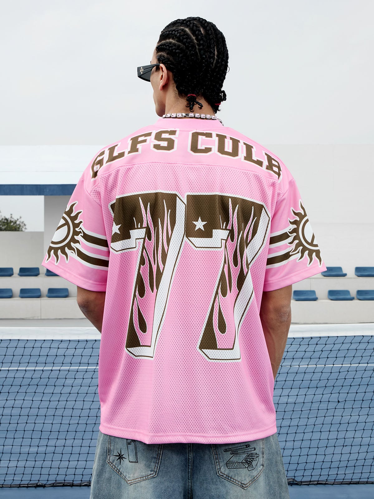 Pink Flame Print Jersey T-shirt