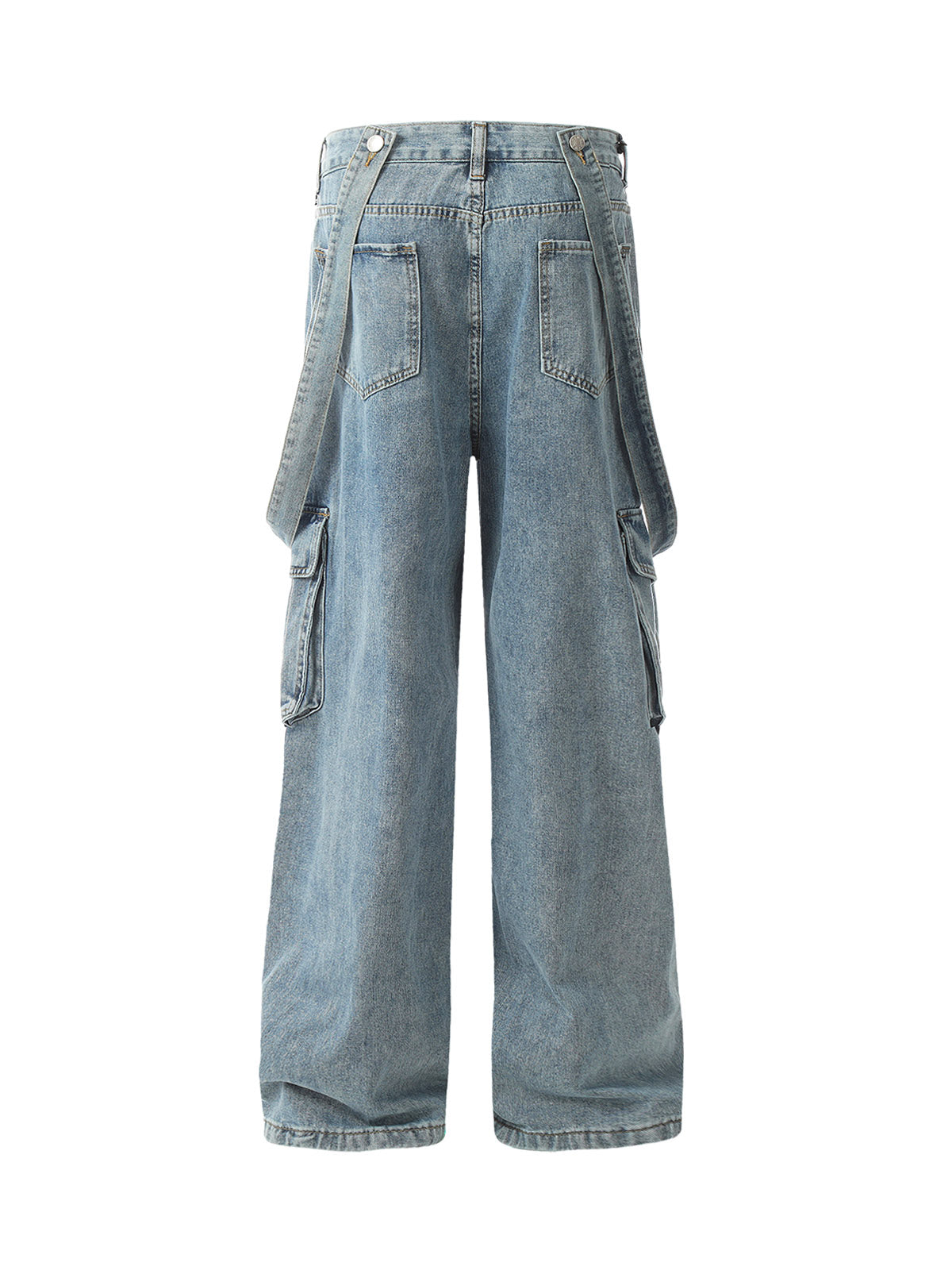 Thesupermade Retro Detachable Strap Multi-Pocket Jeans