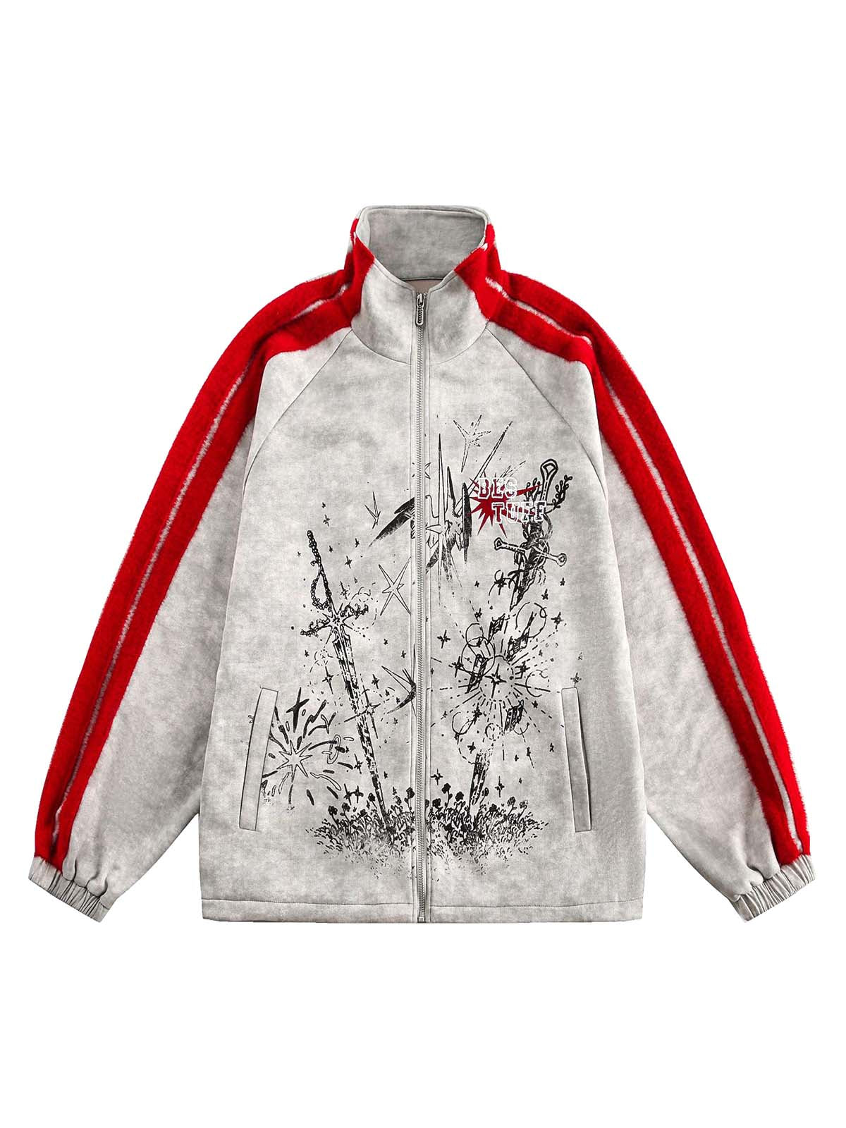 Wasteland Patchwork Graffiti Zip Up Jacket