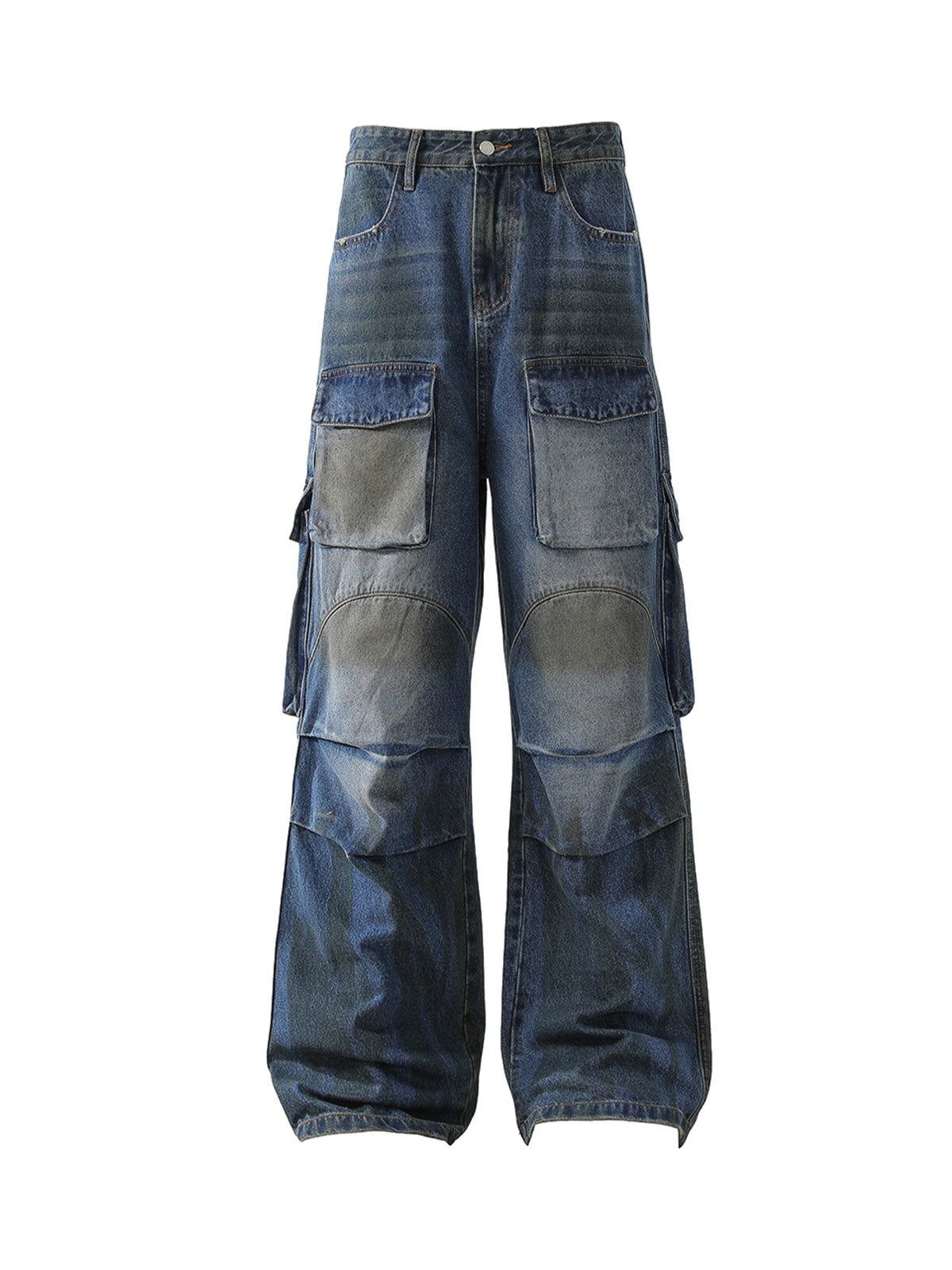 Spliced Tie-Dye Cargo Jeans