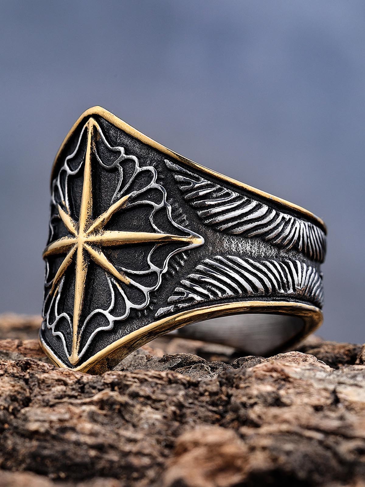 Star Engrave Steel Ring