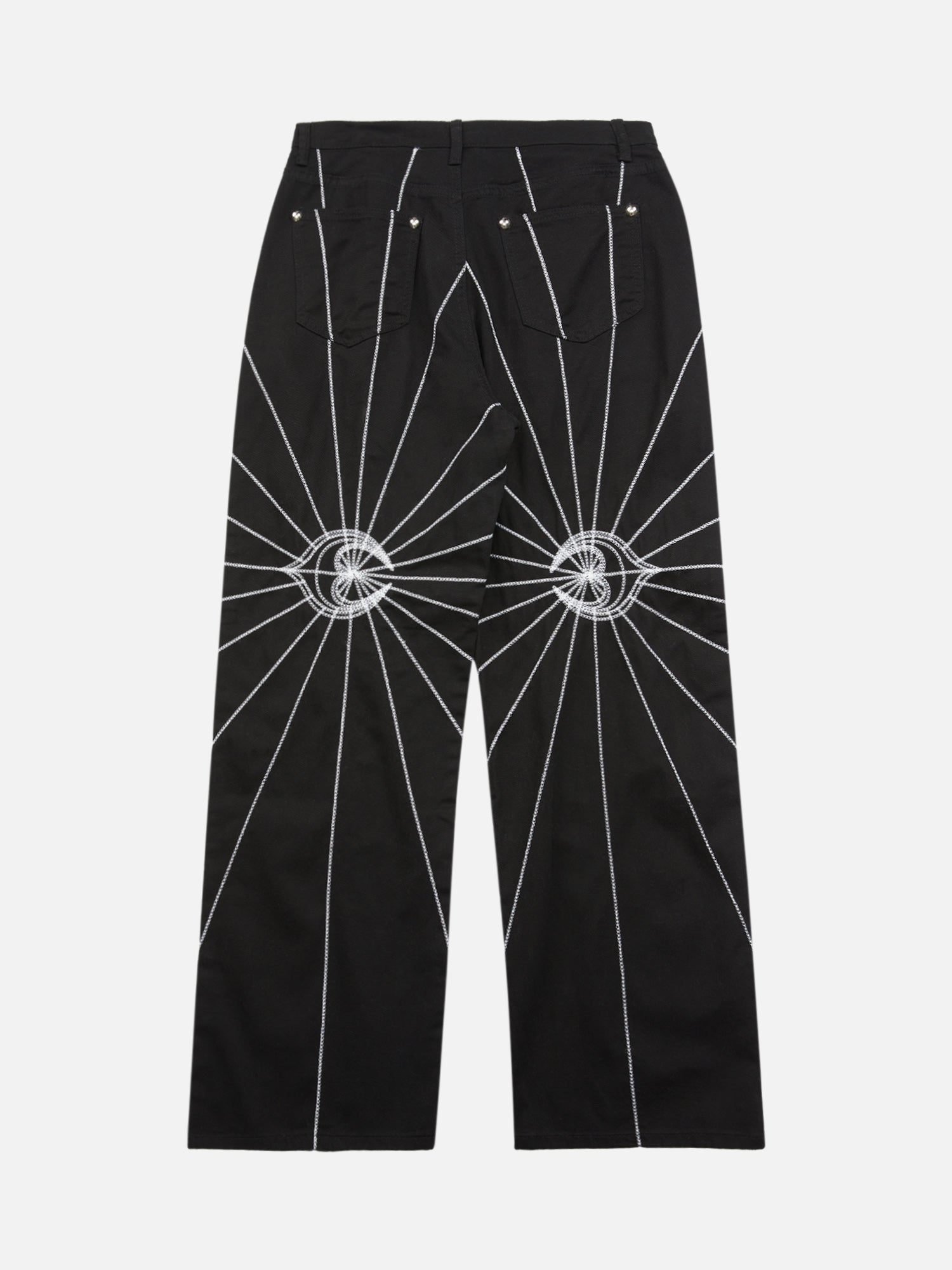 Thesupermade Heavy Spider Web Embroidered Topstitch Jeans