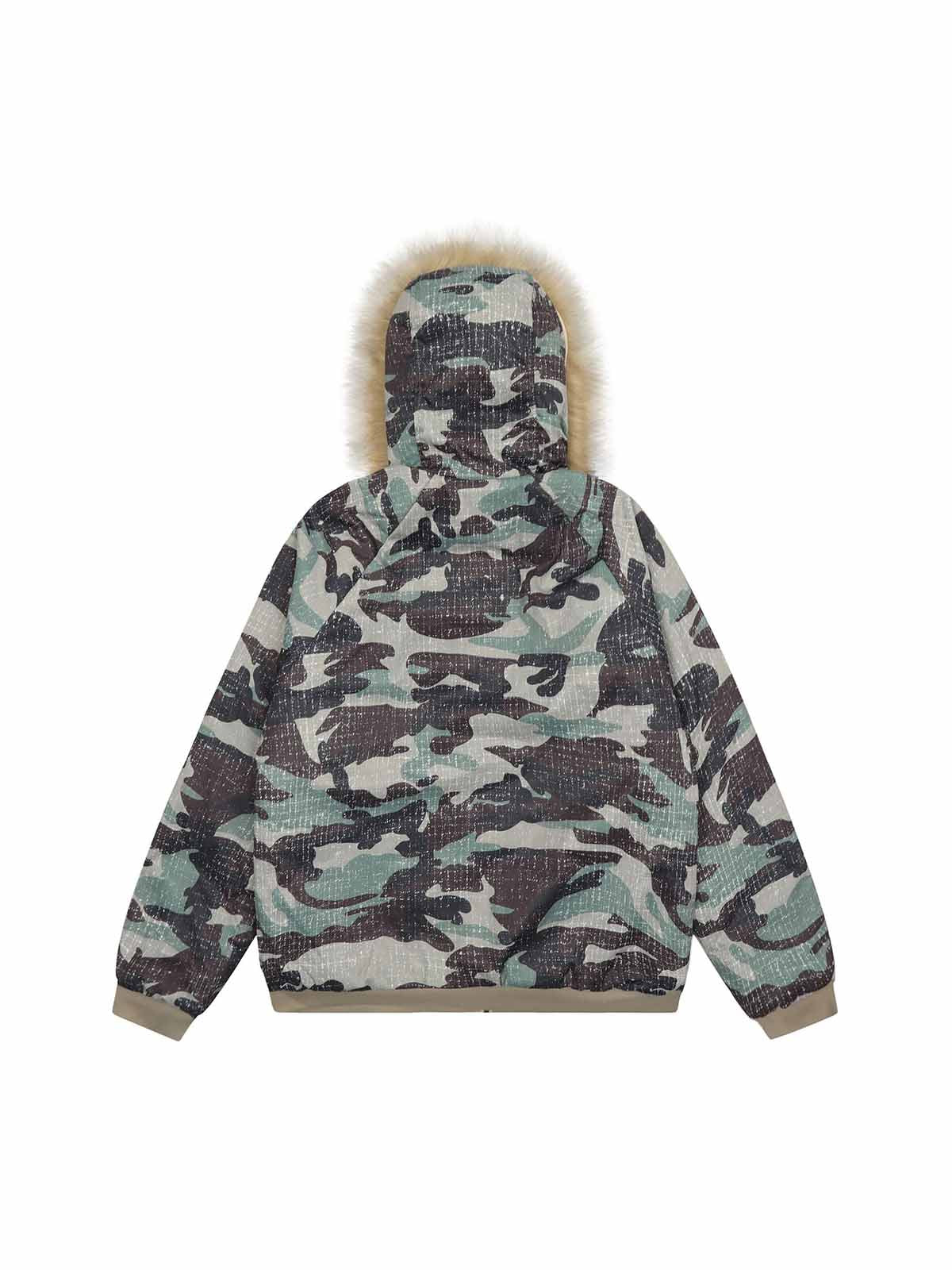 Camouflage Fur Hooded Fleece Jacket