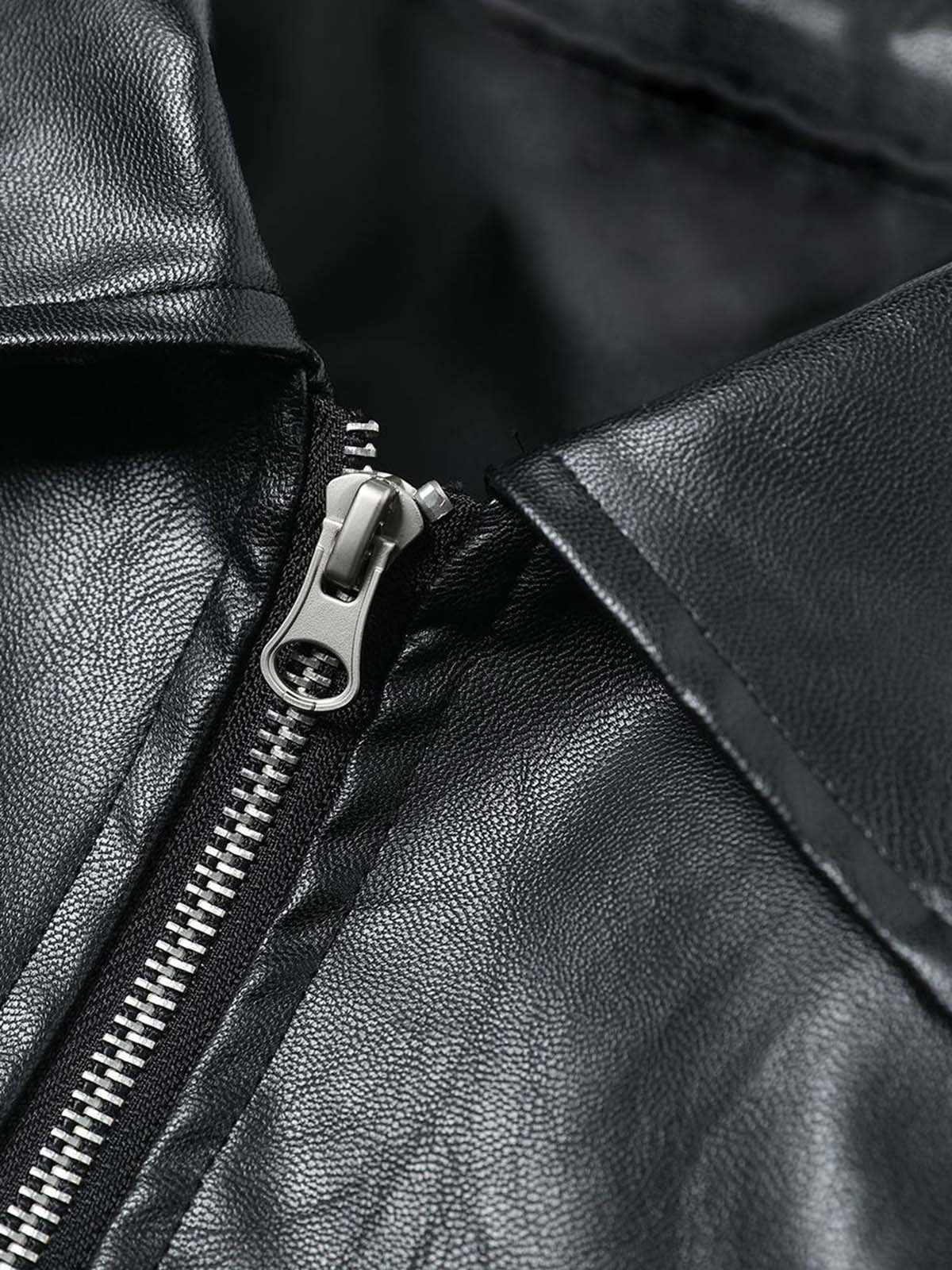 Patchwork Pu Leather Motorcycle Jacket