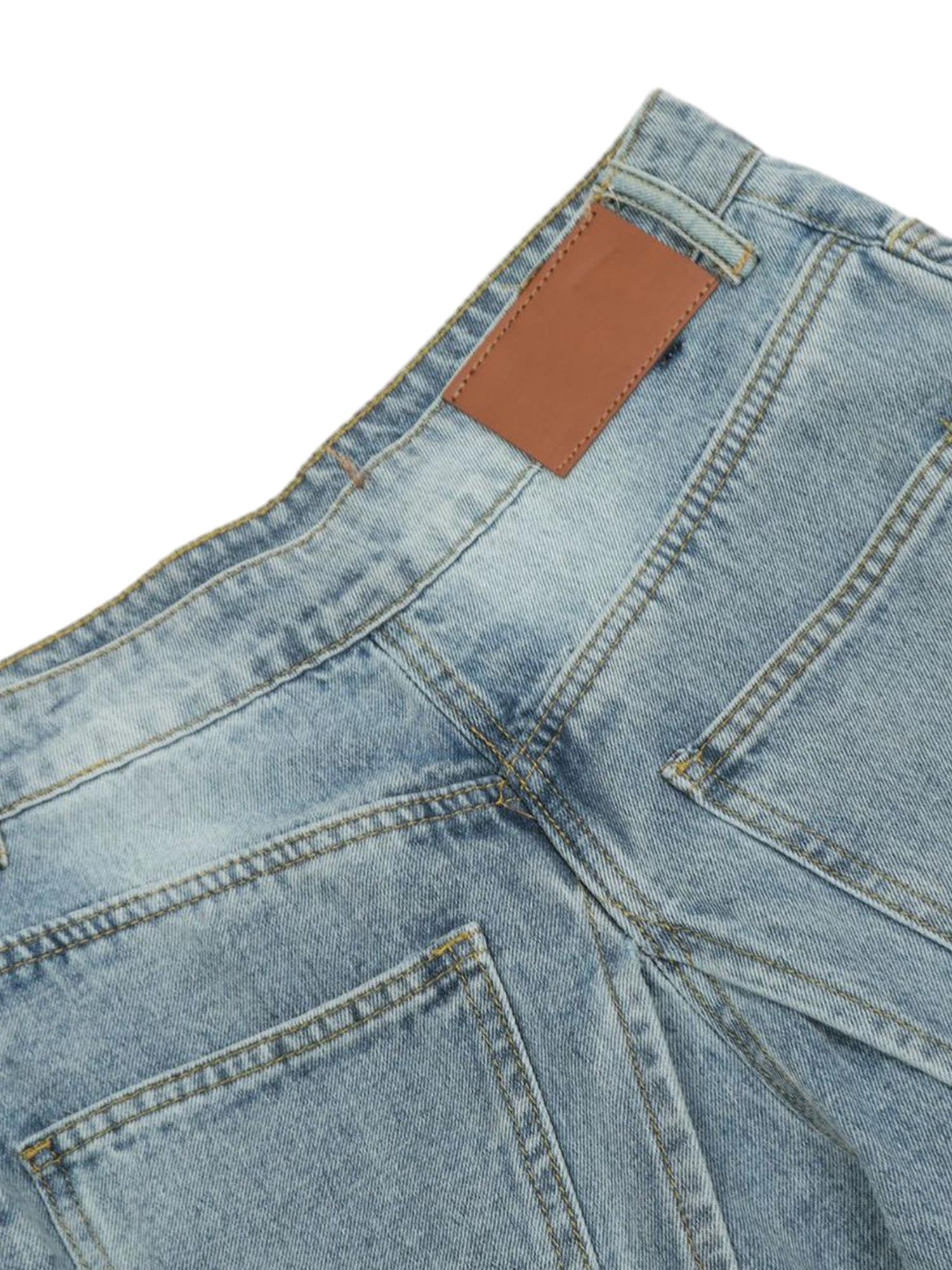 Thesupermade Reverse Design Patchwork Washed Jeans