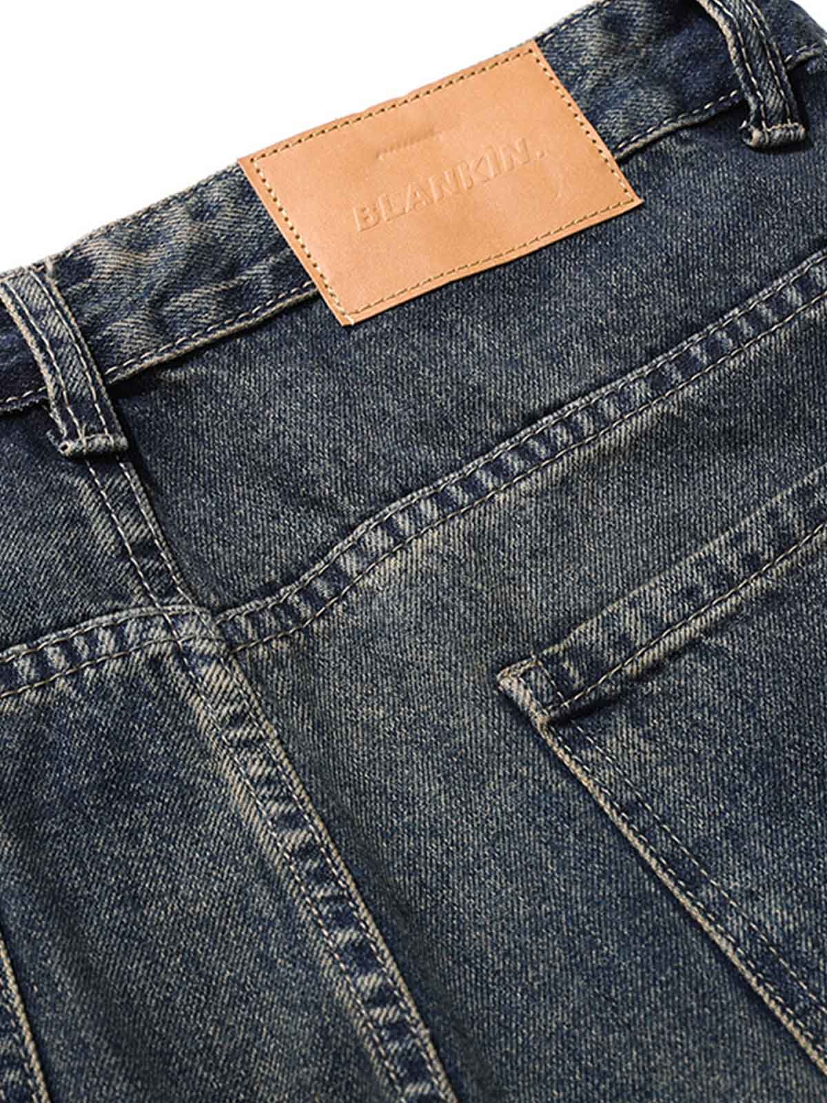 Washed Multi-Pocket Baggy Barrel Cargo Jeans