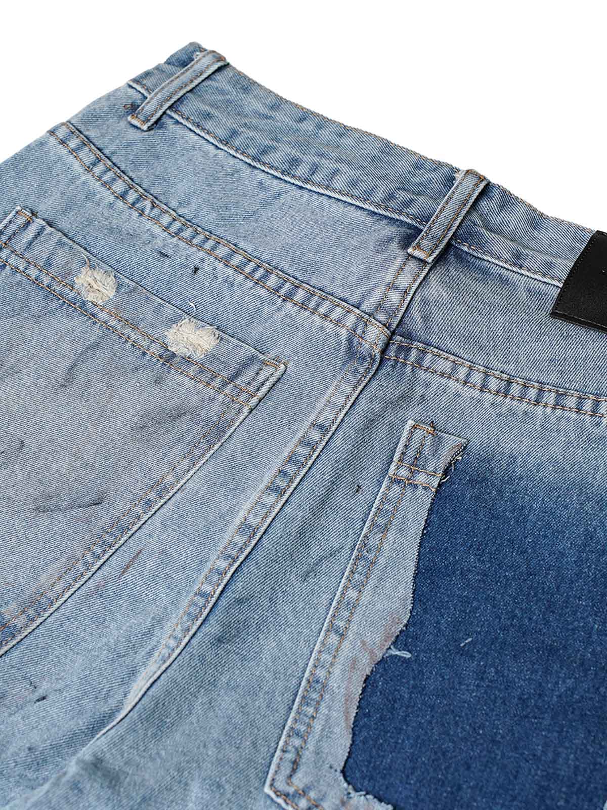 Washed Distressed Dirty-Dyed Ripped Denim Shorts