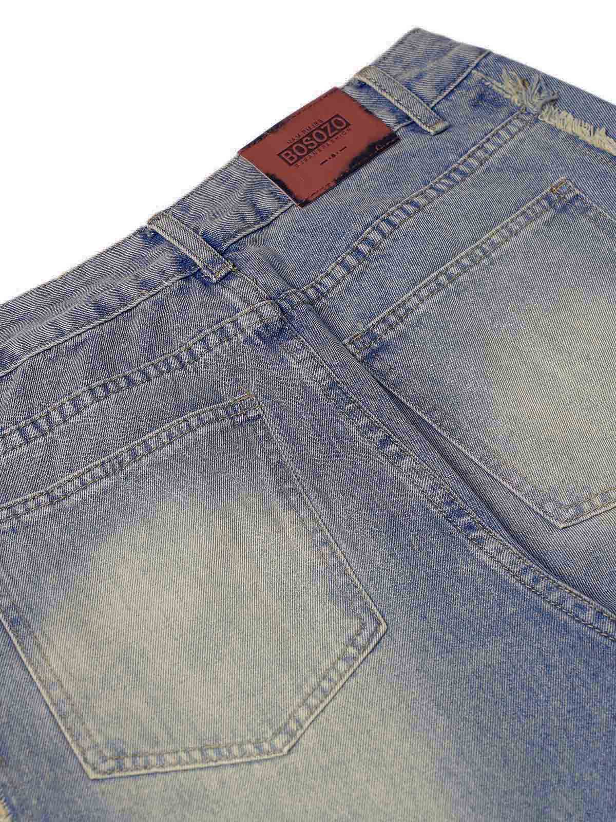 Thesupermade Washed Distressed Raw Edge Baggy Jeans - 2271