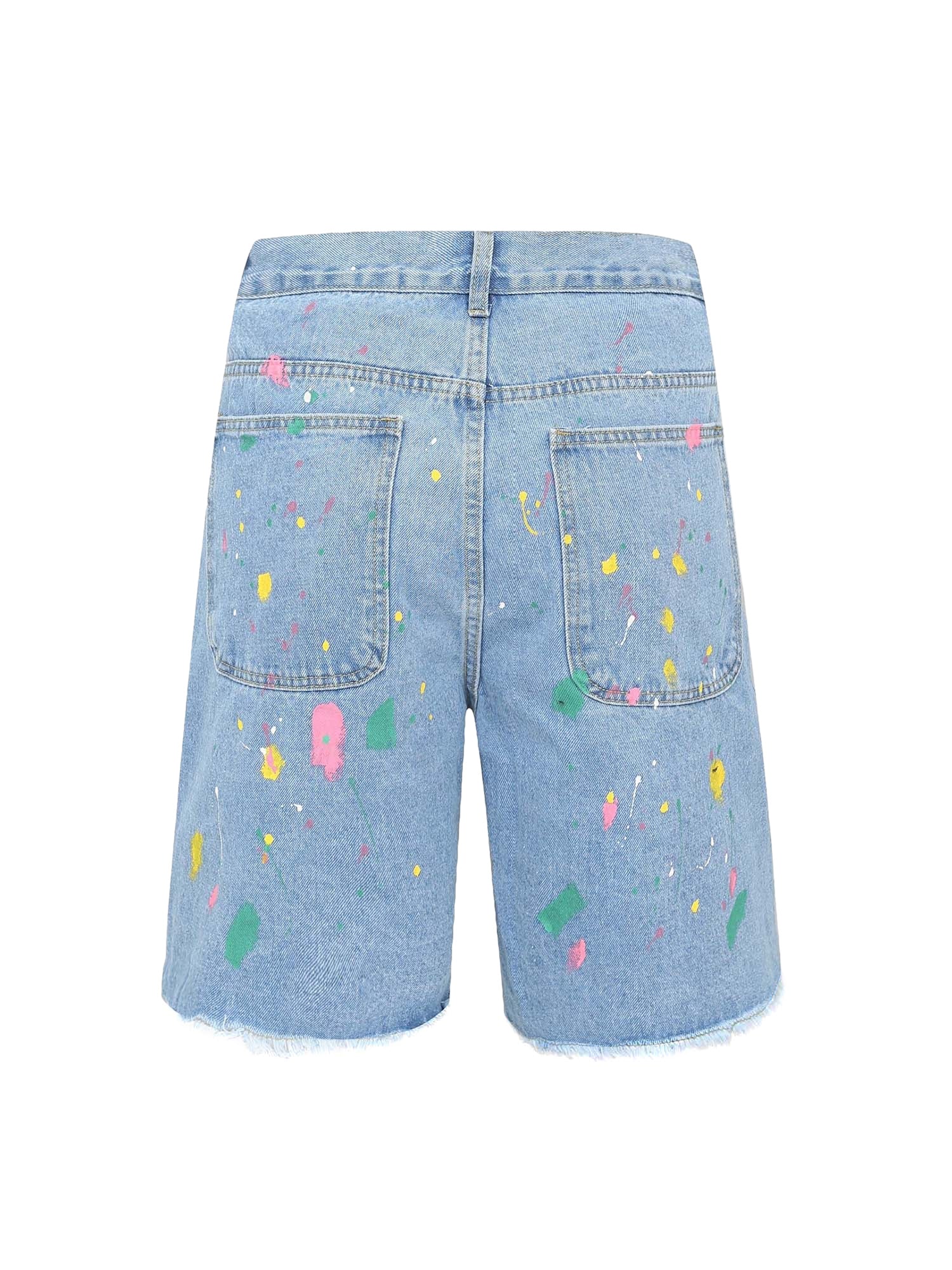 Street Patch Flower Embroidered Cat Whiskers Denim Shorts- 2032