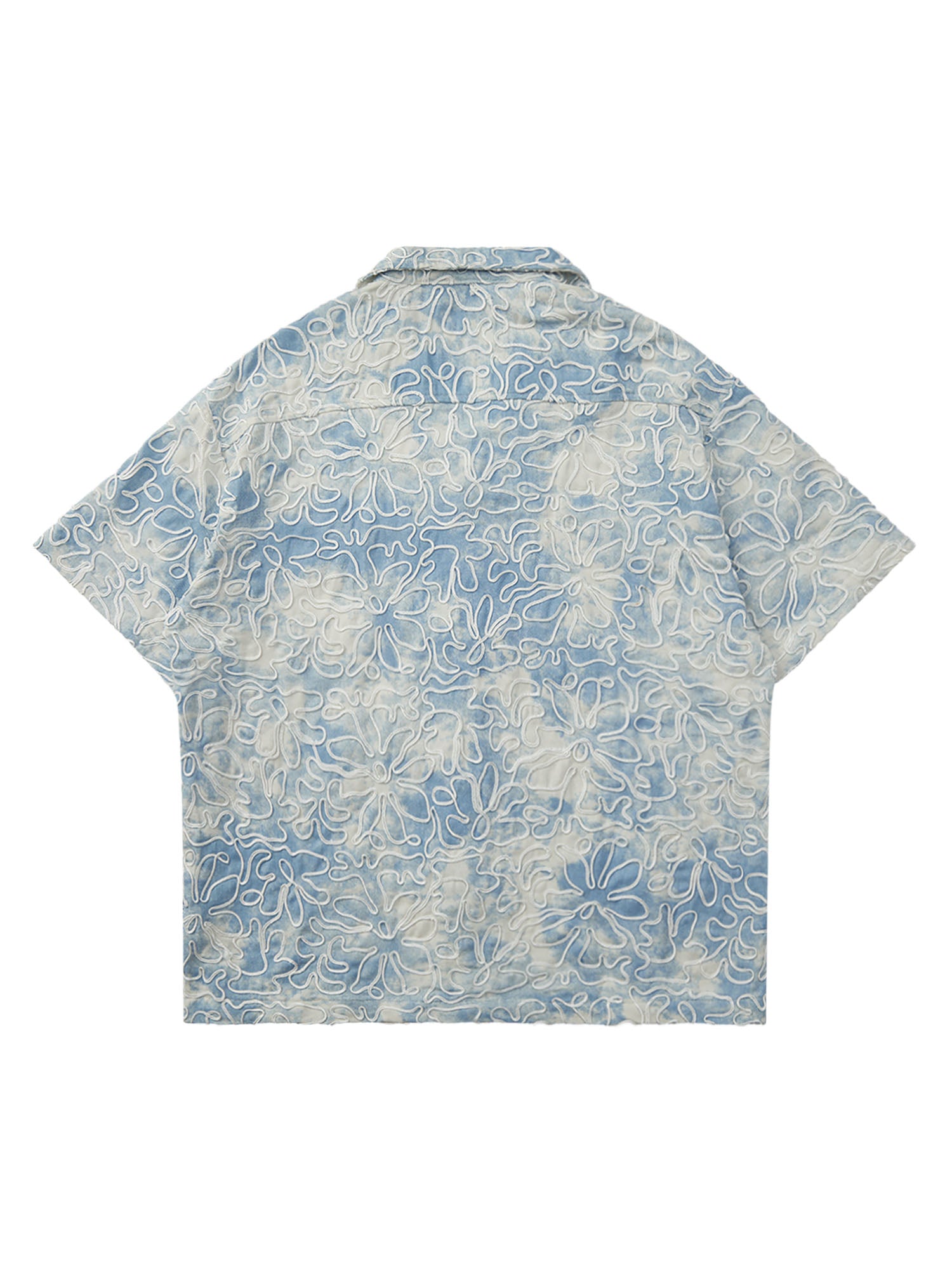 Thesupermade Ink Tie-dye Embroidered Flowers Hip-hop Short-sleeved Shirt