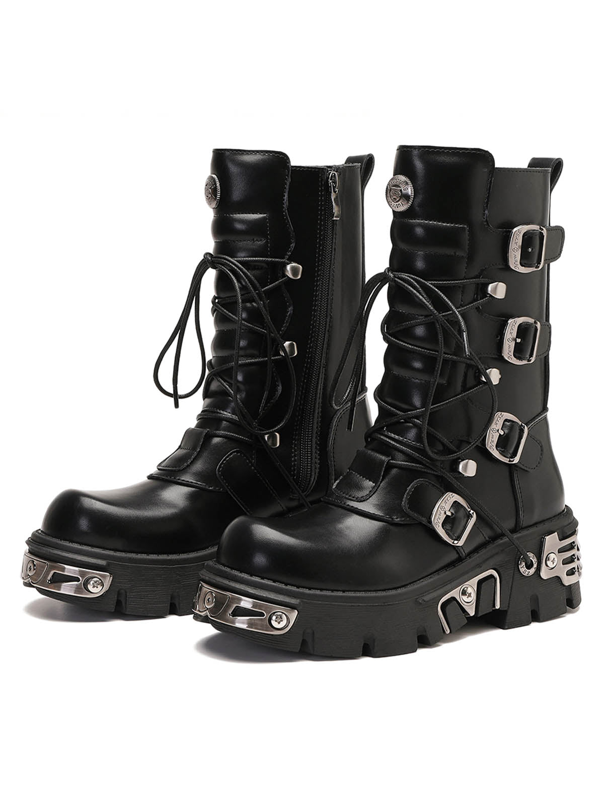 Thesupermade Metal Punk Style Workwear Platform Boots - 2199