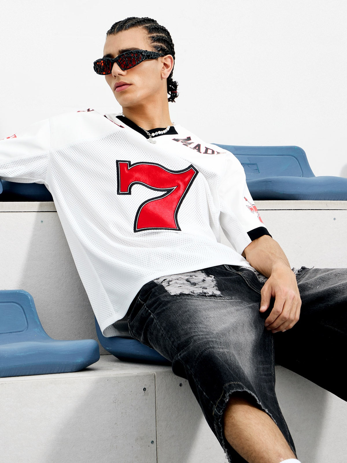 Original "SUPER 7" V-Neck Jersey T-SHIRT