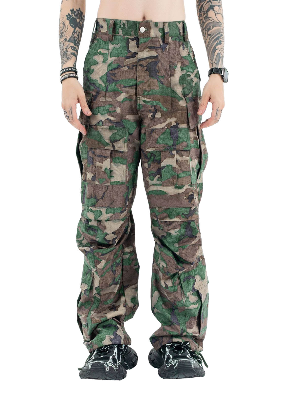 Camouflage Adjustable Belt Cargo Pants