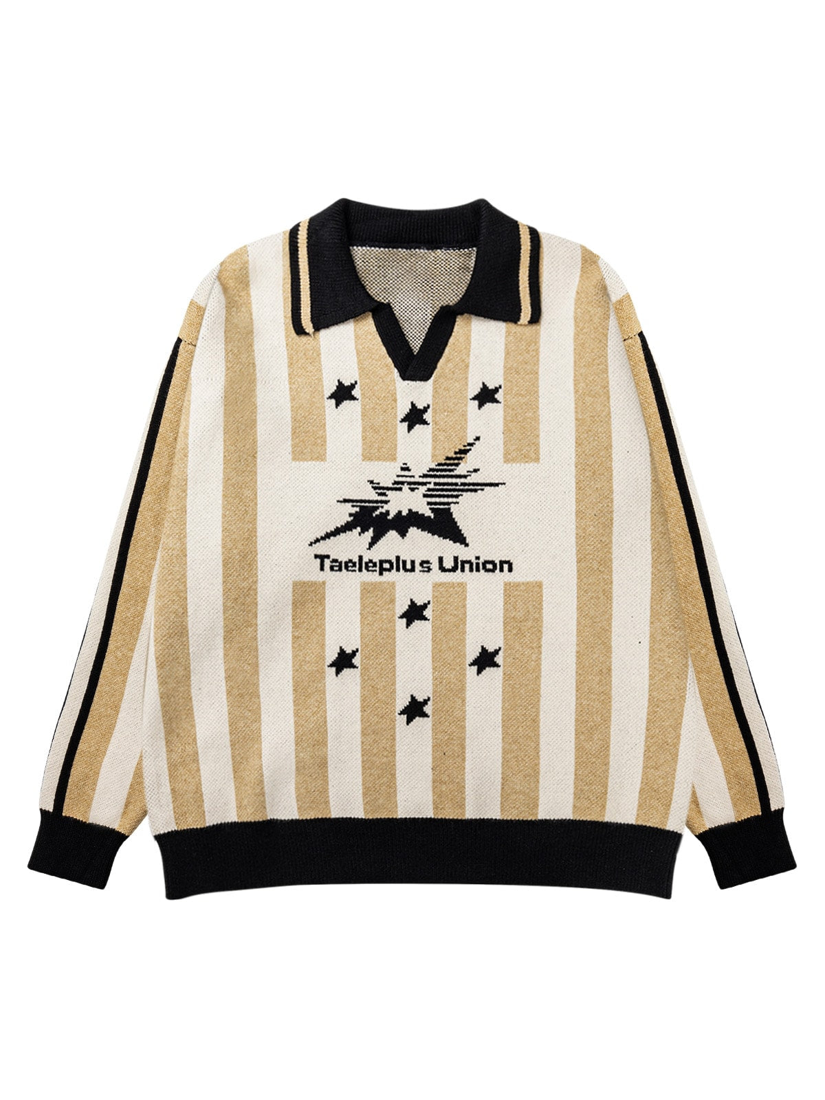 Thesupermade Striped Star Jacquard Knit Sweater