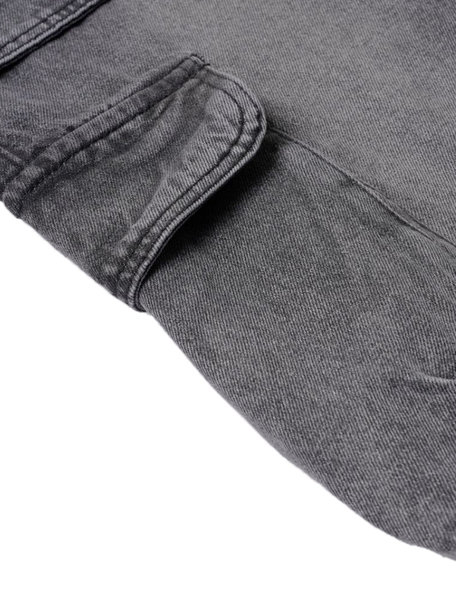 Washed Distressed Multi-Pocket Cargo Jeans