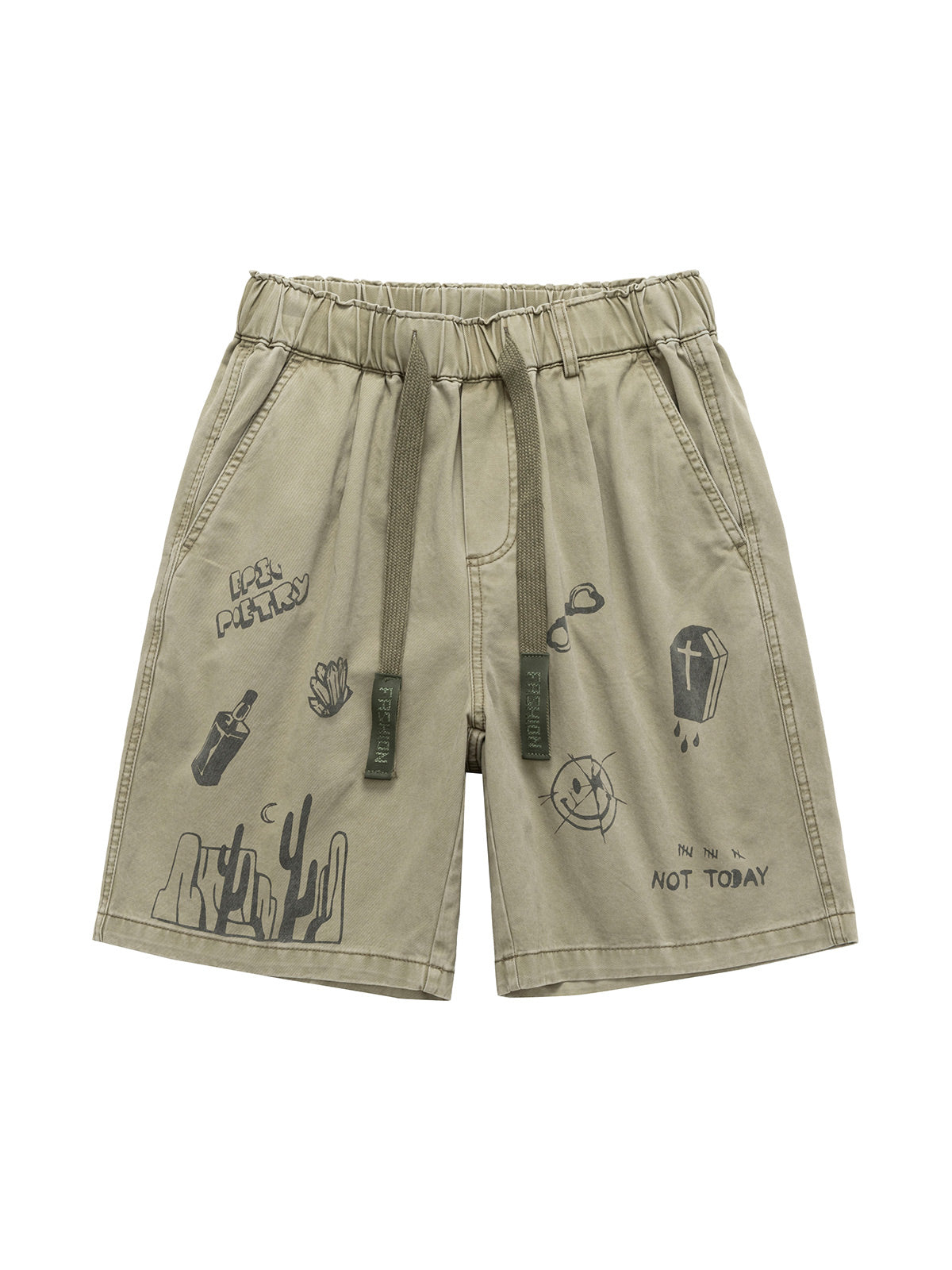 Graphic Print Drawstring Shorts