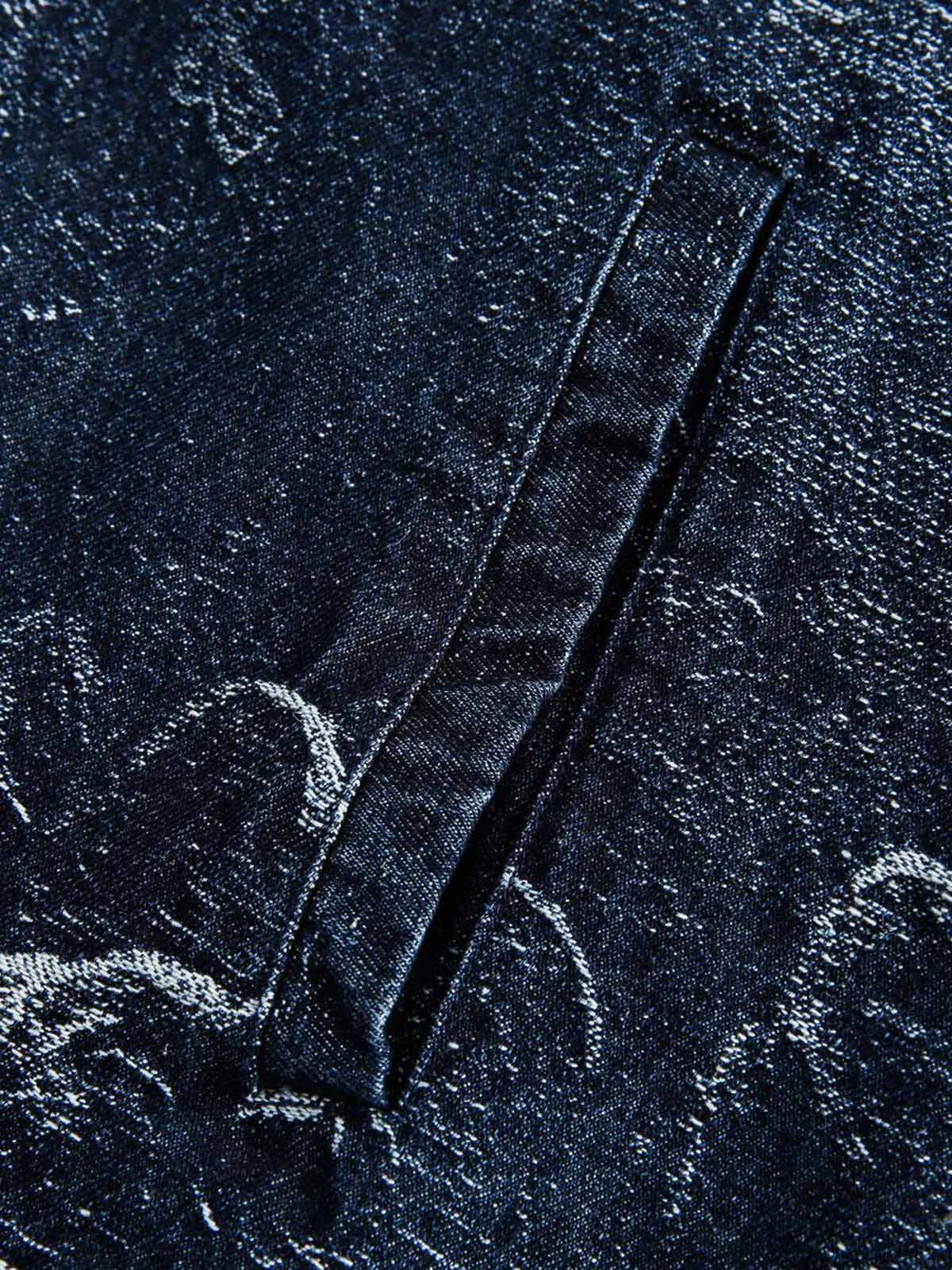 Cross Jacquard Zip Up Denim Jacket