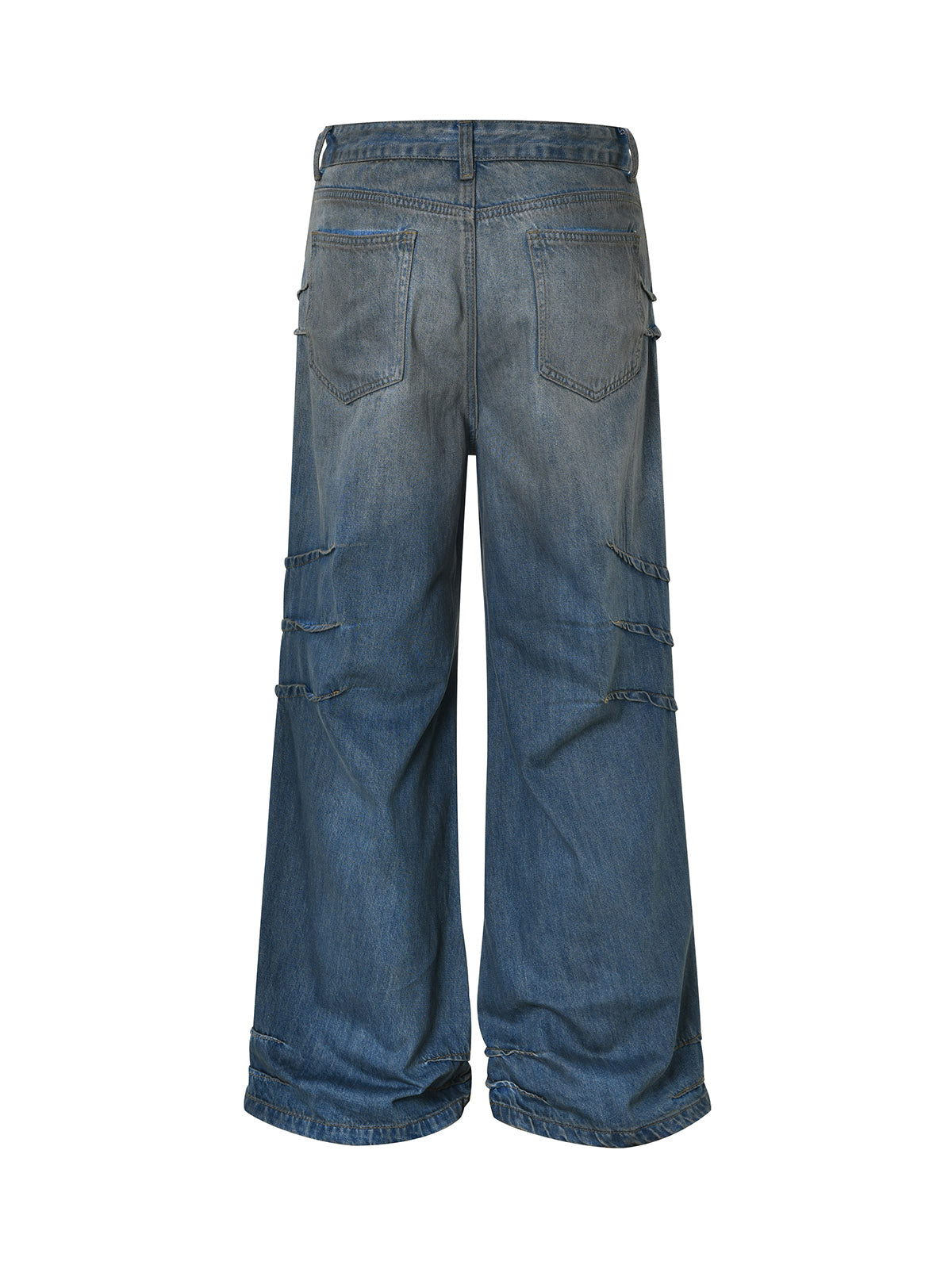 Washed Pleated Straight Jeans - 2263