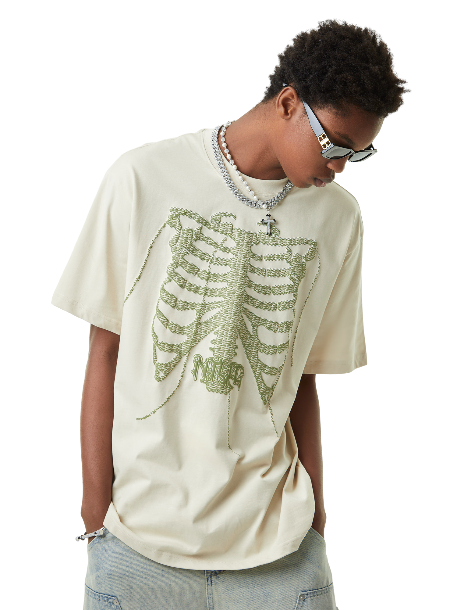 Thesupermade American Street Fashion Skull Print T-shirt