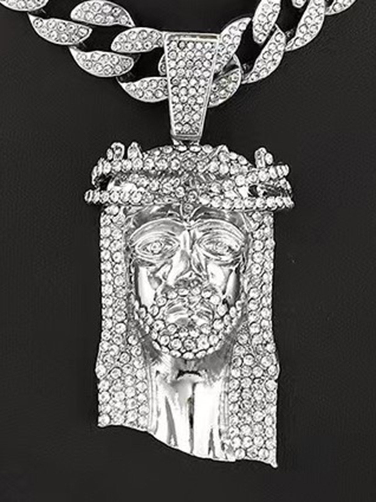 Thesupermade Diamond Jesus Cuban Necklace