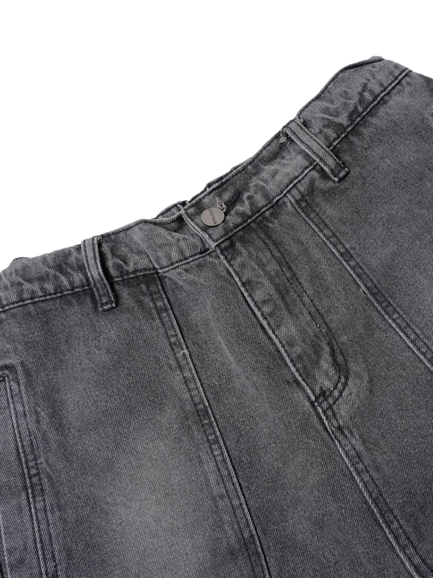 Washed Distressed Multi-Pocket Cargo Jeans